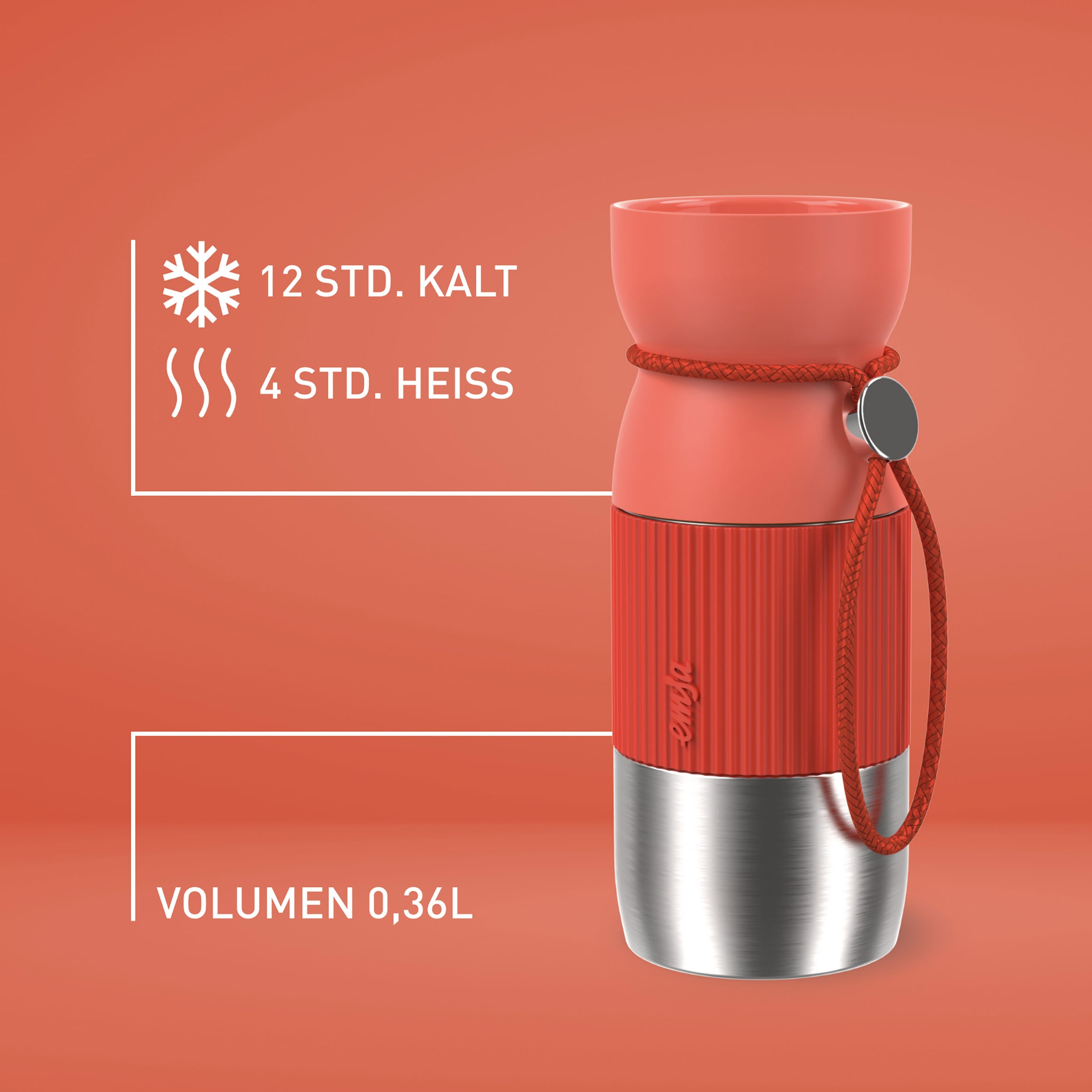 Emsa Thermobecher »beYou Cup« 0,36 Liter, aromatischer Trinkgenuss, 100% dicht, mit Trageband