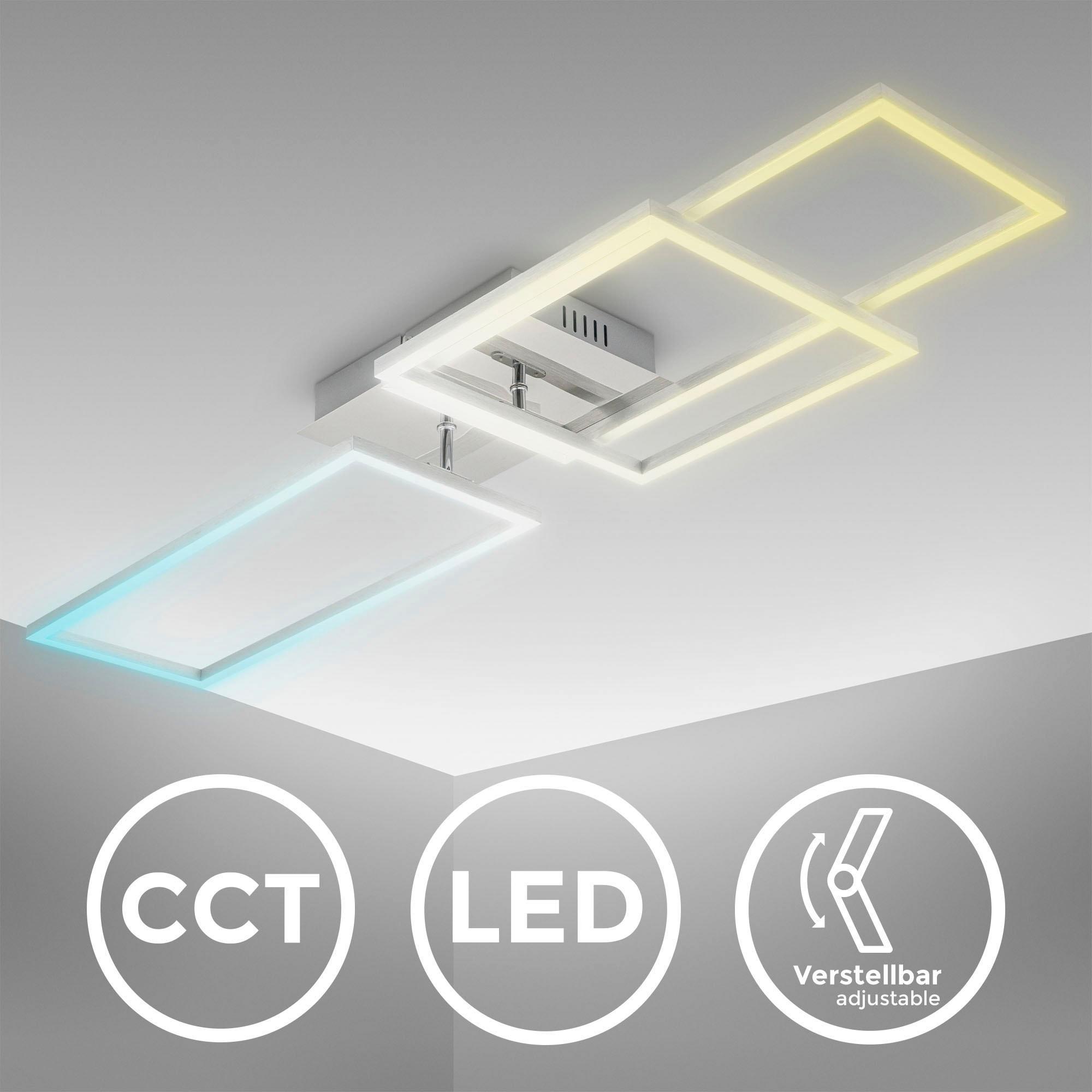 B.K.Licht LED Deckenleuchte Mit Fernbedienung In Gebürsteter Alu-Optik ...