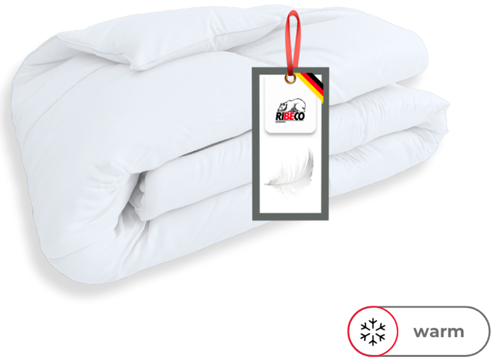 RIBECO Federbettdecke »Laram, Bettdecken für Sommer oder Winter, Made in Germany«, warm, Füllung 90% Federn, 10% Daunen, Bezug Baumwolle, (1 St.), Super Preis-Leistung, Bettdecke 135x200 cm oder 155x220 cm, Decke