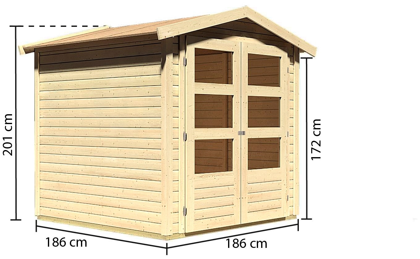 Karibu Gartenhaus »Carlberg 2«, (Set), anthrazit, naturbelassen oder terragrau