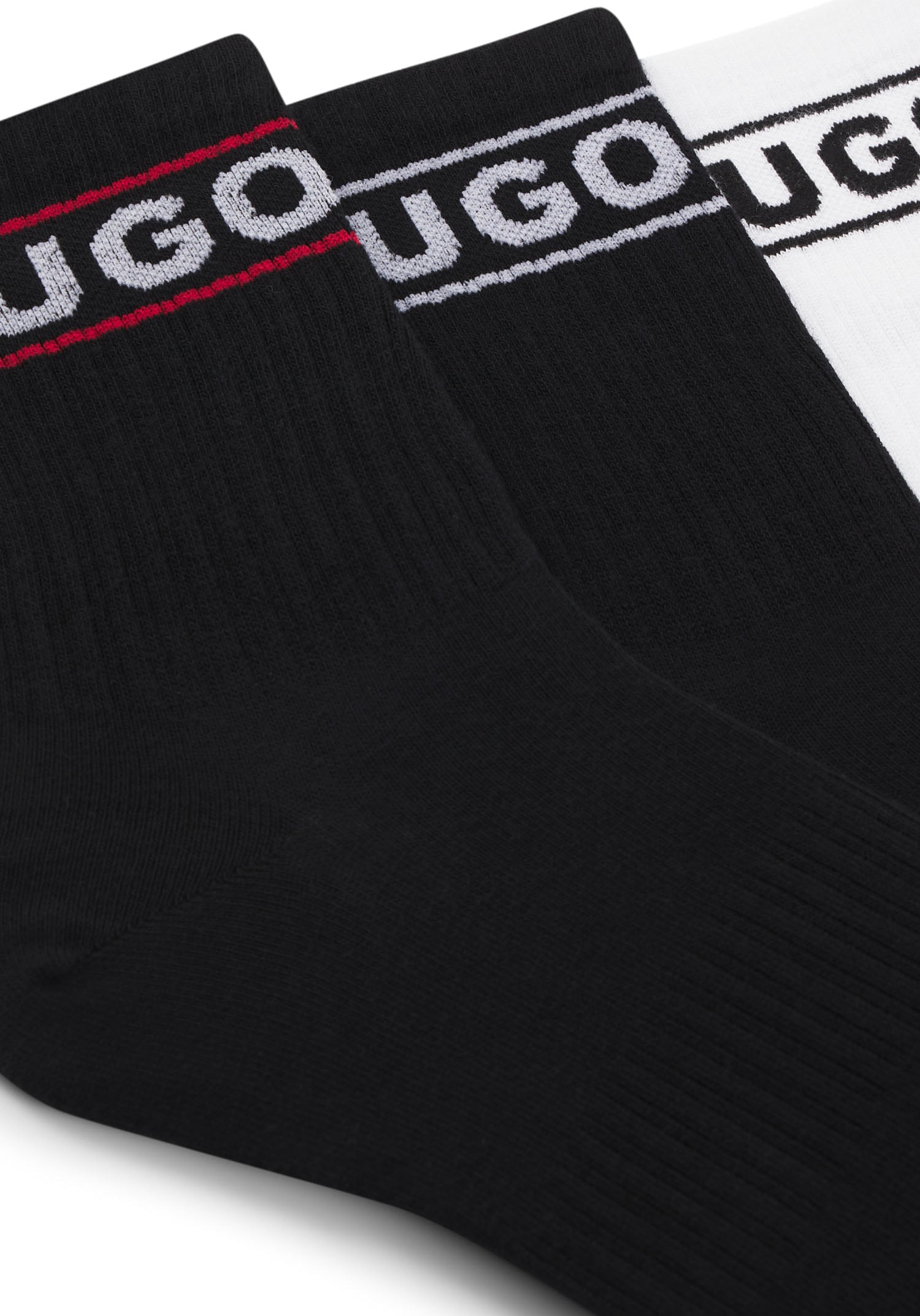 HUGO Underwear Freizeitsocken »3P QSRIB SPORTY CC W«, (Packung, 3 Paar, 3er), mit kontrastfarbenem Logodetail