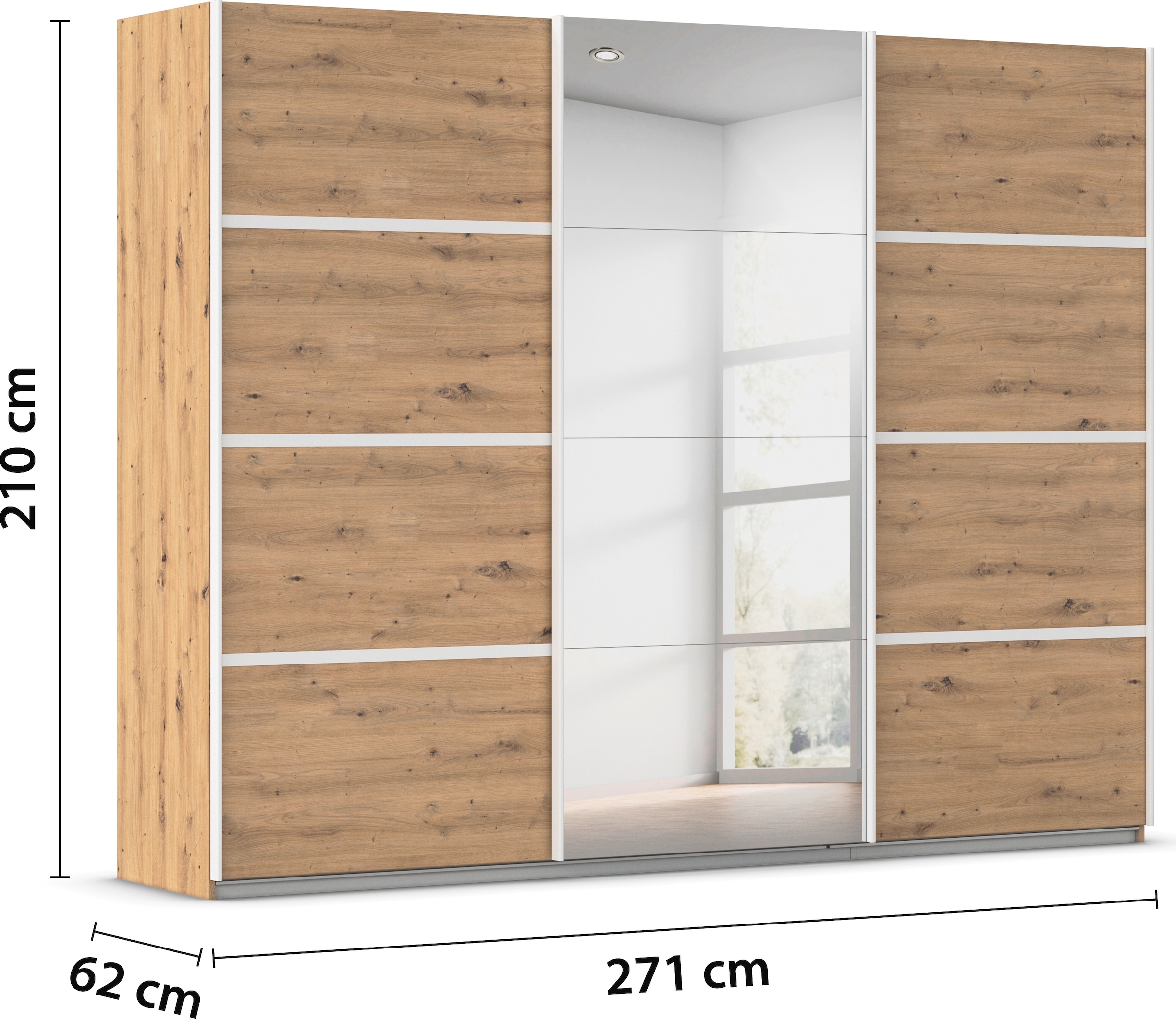 rauch Kleiderschrank »Schwebetürenschrank OTTO´s Choice Garderobe Schrank TOP ANGEBOT Avola«, (in 3 verschiedenen Ausstattungen BASIC/CLASSIC/PREMIUM inkl. Spiegel), mit eleganten Zierleisten in Chrom, Schwarz oder Weiß MADE IN GERMANY