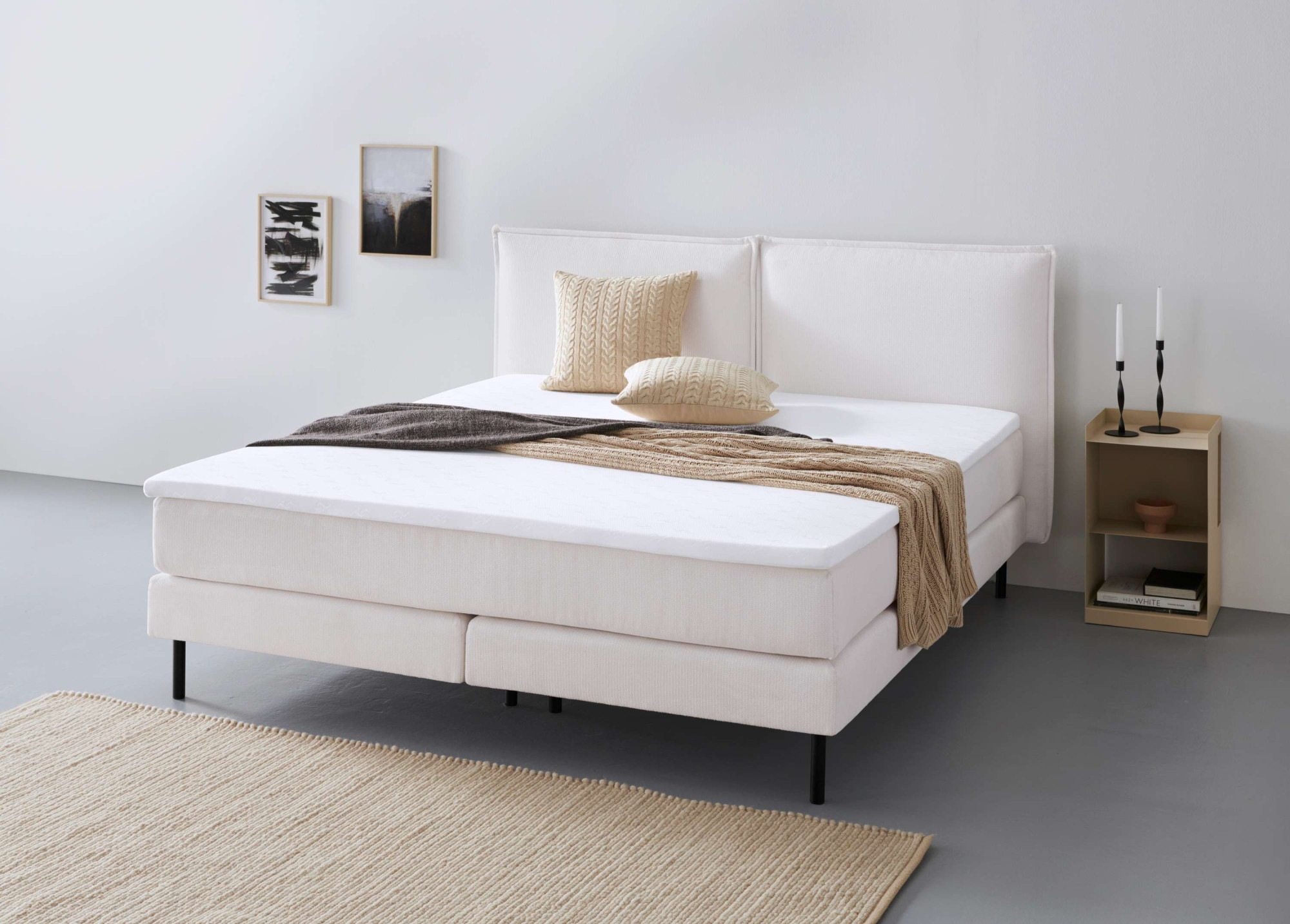 LeGer Home by Lena Gercke Bett »ERIK Boxbett mit Bonnell-/Taschen-Federkernmatratze, Breite 160/180cm« wahlweise Härtegrad der Matratze H2/H3/H4, Polsterbett mit/ohne Topper