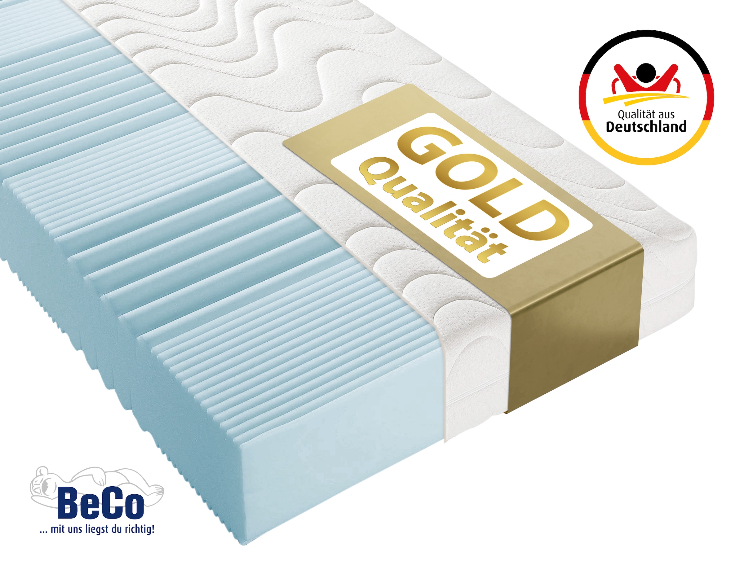 Beco Komfortschaummatratze »KS Luxus – GOLD Komfortschaummatratze mit Premiumhöhe« 27 cm hoch Raumgewicht: 30 kg/m³ 1 Stk. tlg. 27 cm Höhe, Polyesterbezug, Wendematratze, ideal auch in 140x200