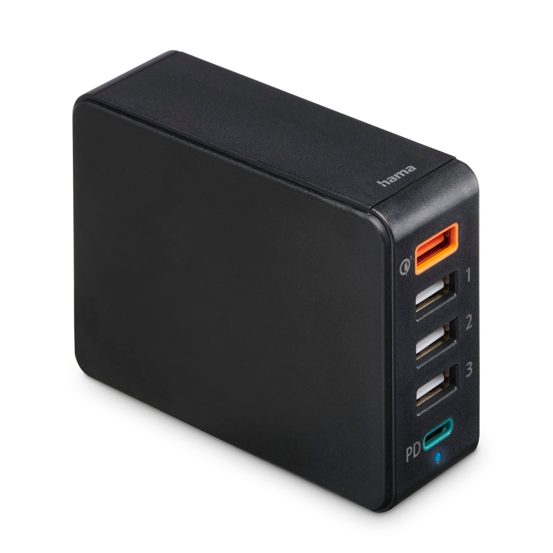 Hama USB-Ladegerät »Schnellladegerät 5 Ports 51W schwarz, 1x QC 3.0 3x USB A 1x USB C PD«, (2 St.)