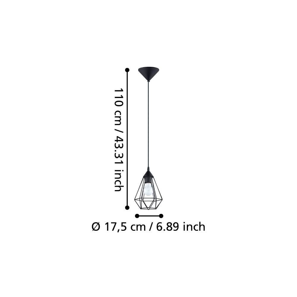 EGLO Pendelleuchte »TARBES Hängeleuchte, Pendellampe, Vintage, Retro, Stahl, schwarz E27«, 1 flammig, Leuchtmittel E27 | ohne Leuchtmittel, Wohnzimmerlampe, Esstischlampe, Drahtgeflecht, 1 flammig, 110x17,5cm