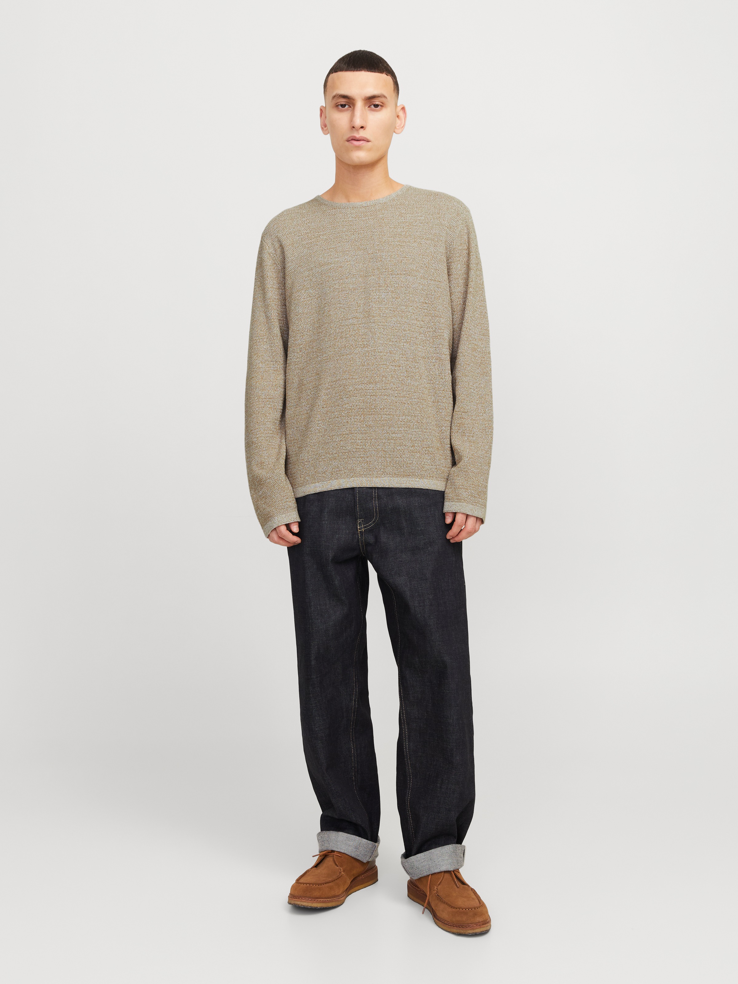 Jack & Jones Rundhalspullover »JJEGEORGE KNIT CREW NECK NOOS«, mit Strick Optik