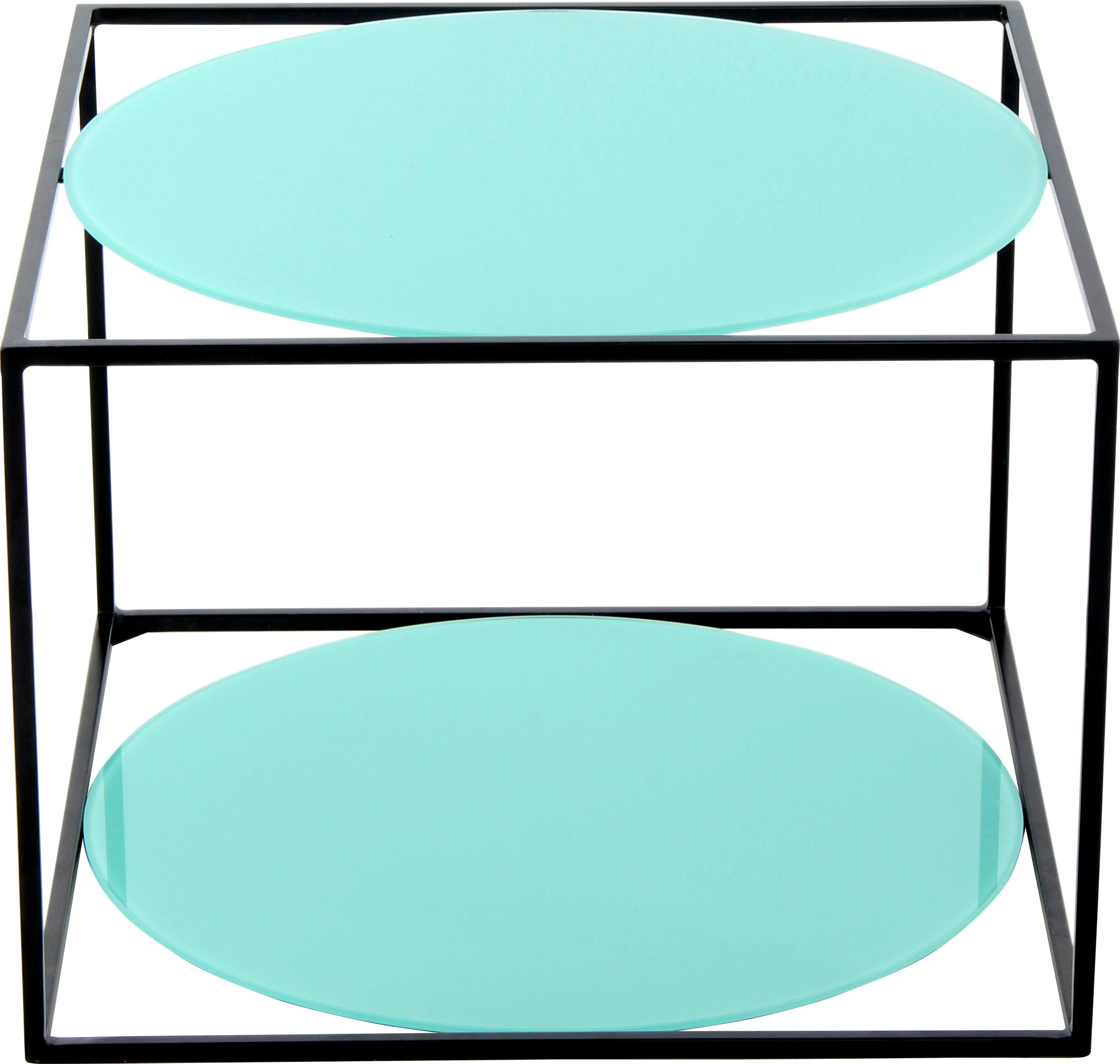 Kayoom Beistelltisch »Cody, Beistelltisch in Würfelform, offenes, modernes Design«, (1 St.), moderne Kubusform mit runden Ablageflächen aus Glas