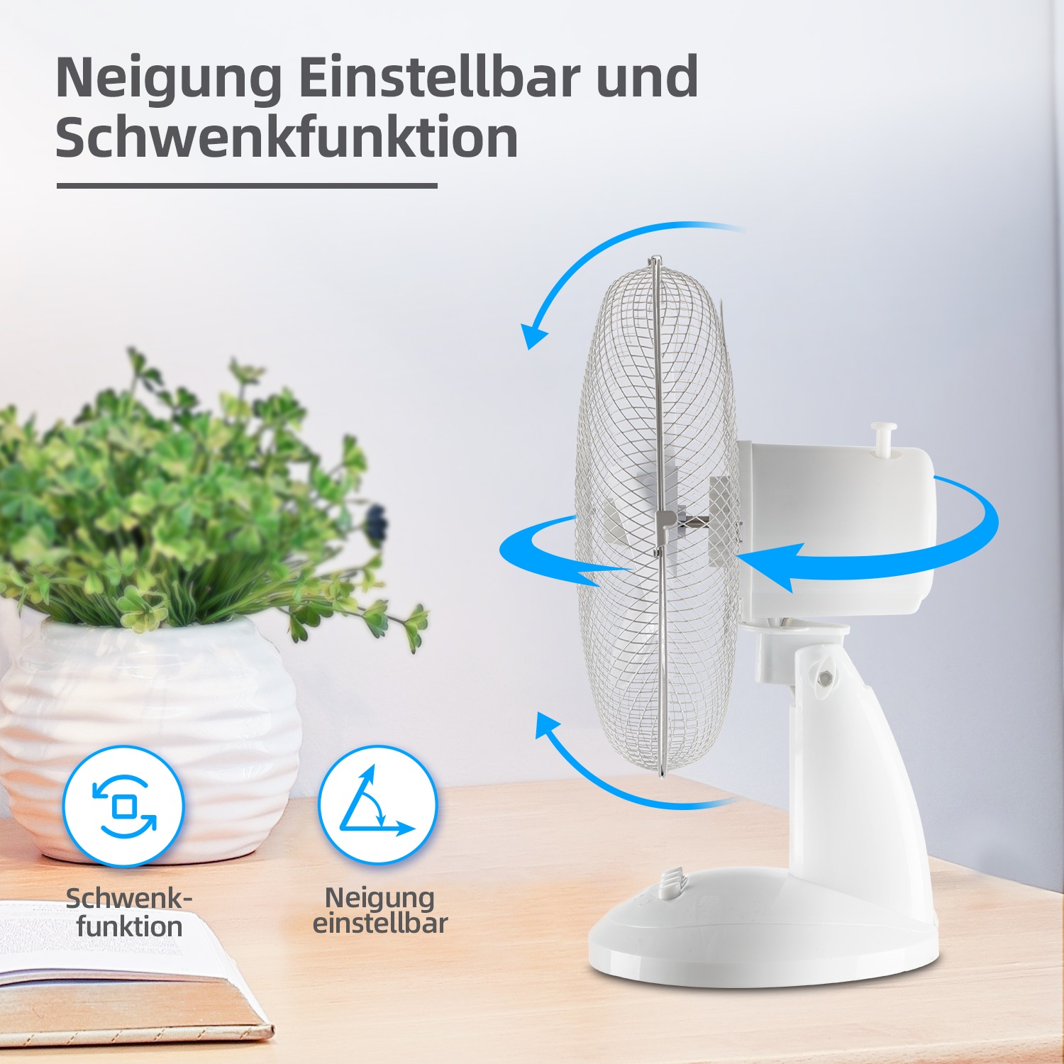 be cool Tischventilator »Tischventilator 30cm BC12TF weiß«, einfache Bedienung