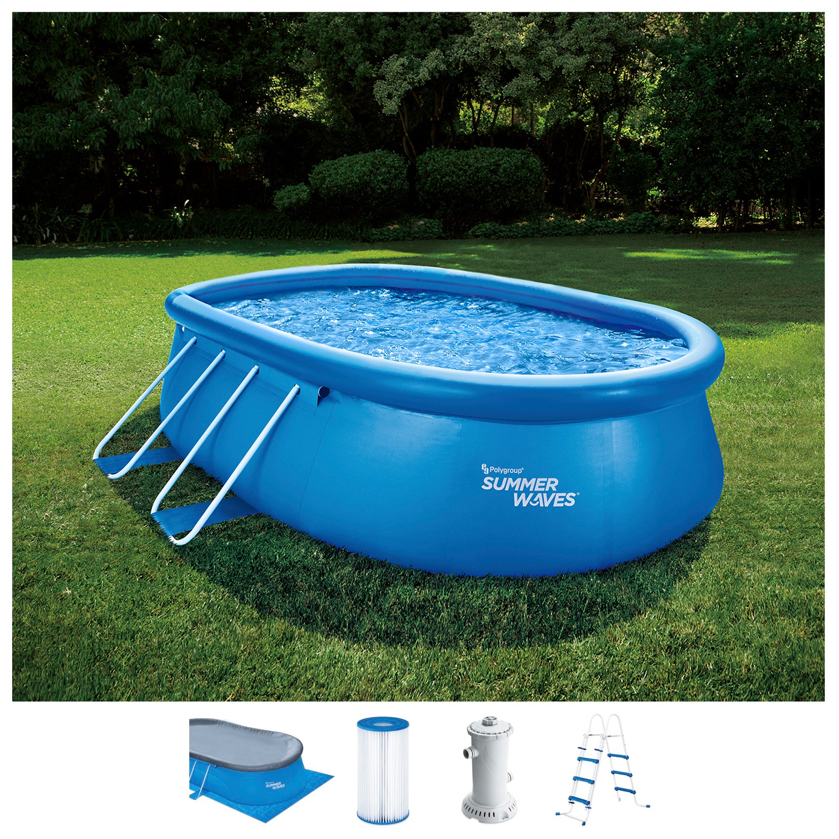 SummerWaves Ovalpool, (Set, 6 tlg.), BxLxH: 305x457x107 cm