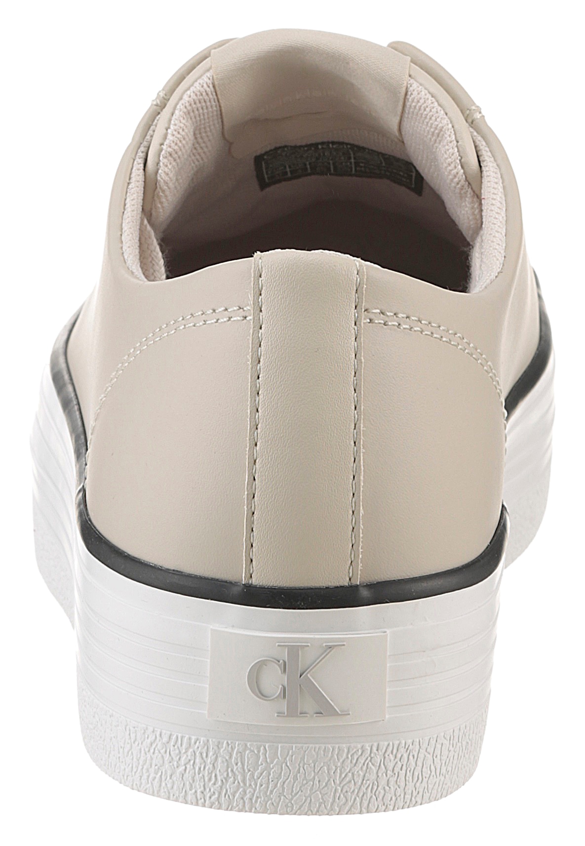 Calvin Klein Jeans Sneaker »BOLD VULC FLATF LOW LTH IN«, Halbschuh, Schnürschuh, Freizeitschuh mit CK-Logo an der Ferse