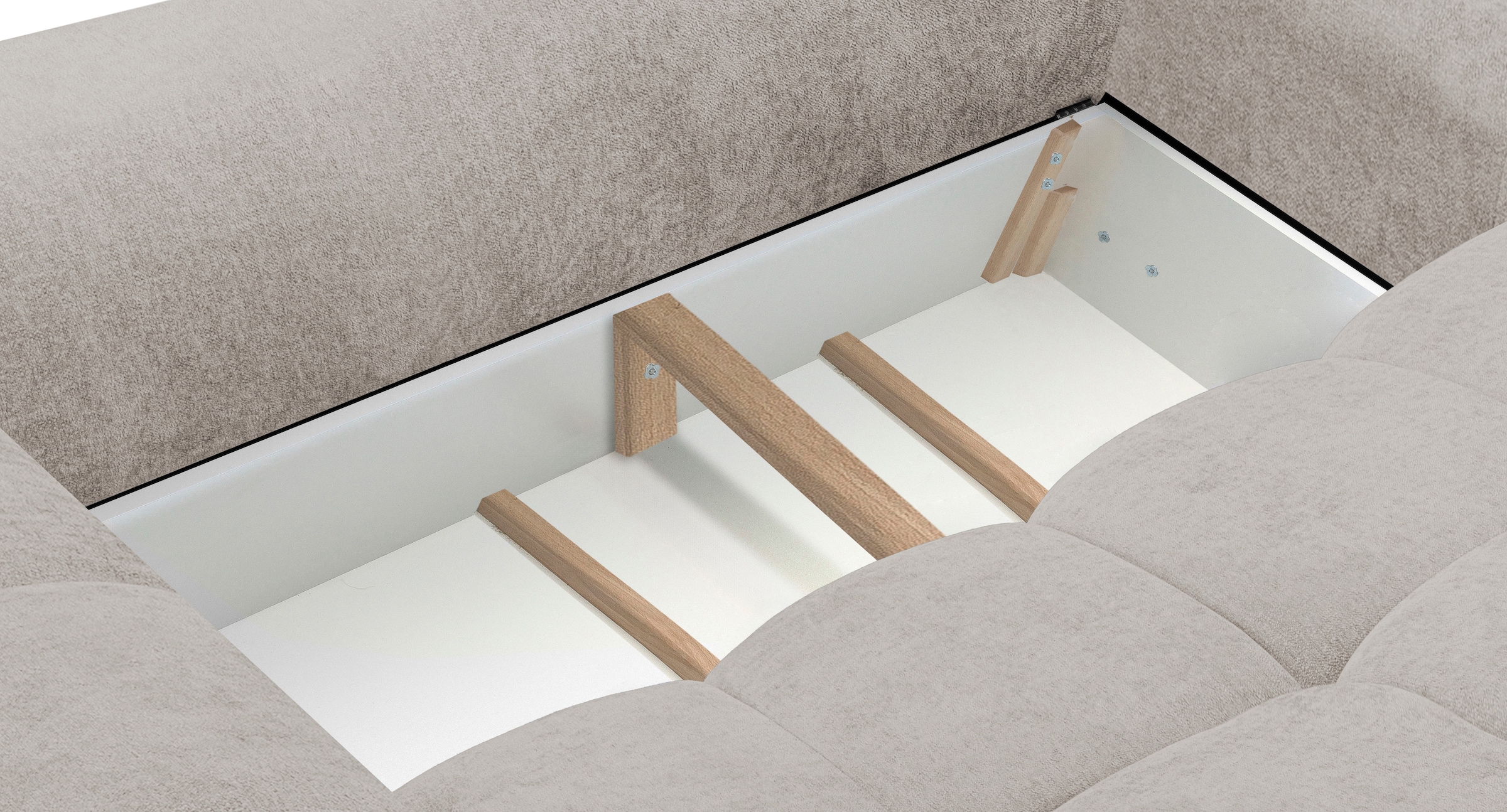 exxpo - sofa fashion 3-Sitzer »Alessano, 254 cm breit, modern & gemütlich« Verlässliche Qualität, inkl.Bettfunktion, Bettkasten, 2x Plaidskissen