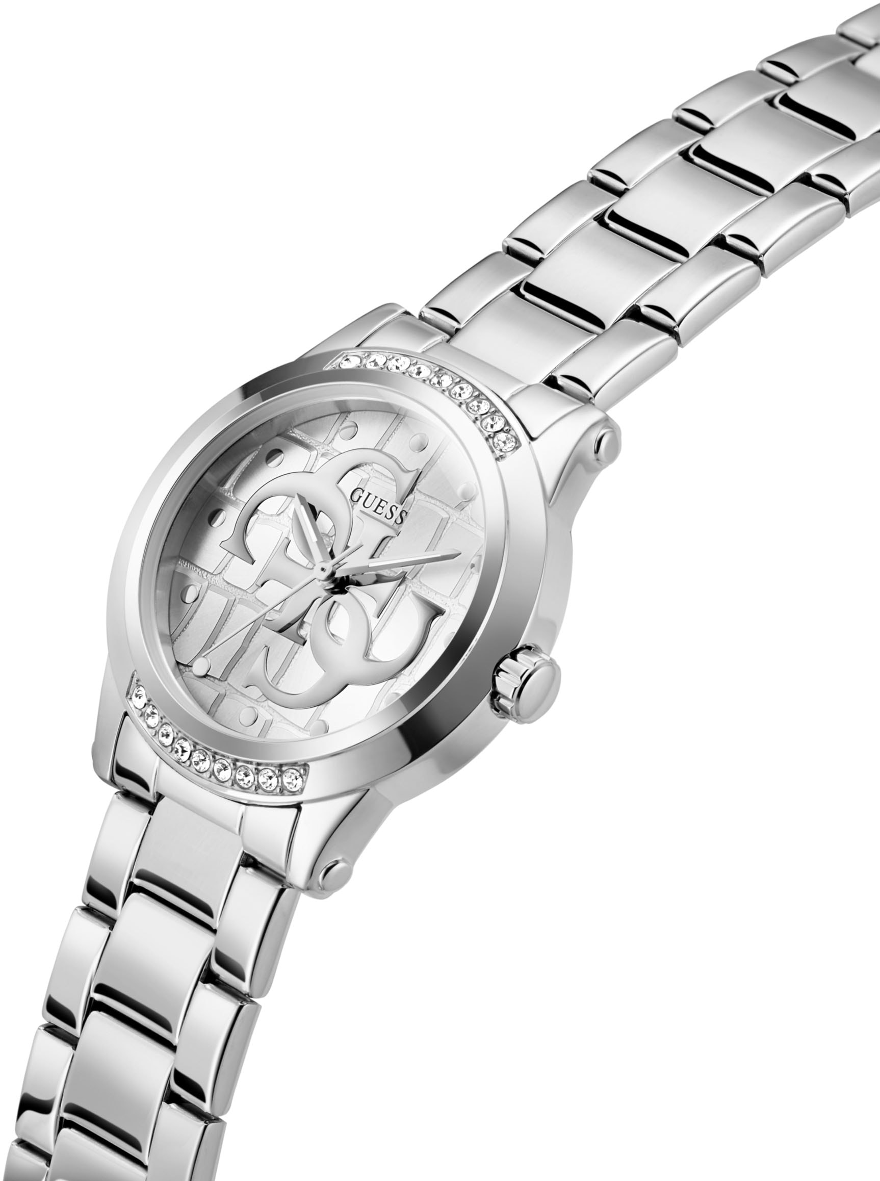 Guess »ANNETTE« Armbanduhr, Damenuhr, Edelstahlarmband, analog