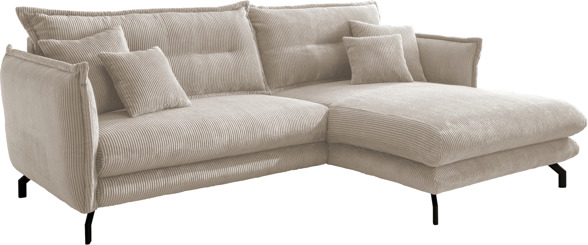 Home affaire Ecksofa »LAVA Breite 255 cm, modern und elegant, aktuelle Kissenoptik, L-Form« Armlehnen verstellbar