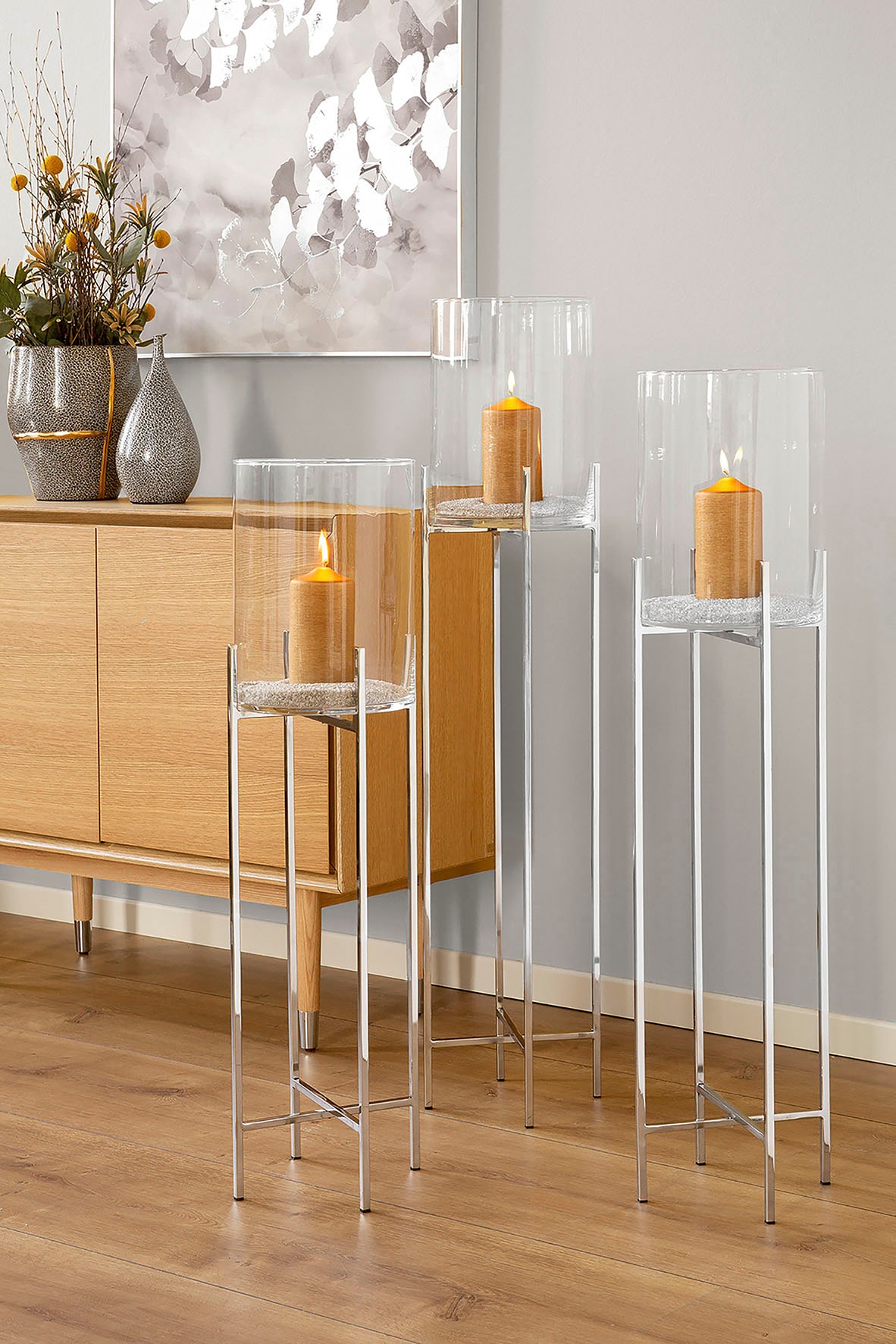 Glas, im Shop Fink cm Windlicht »ODEON«, Ø und Edelstahl OTTO Online ca. bestellen 25 St.), Kerzenhalter (1 aus