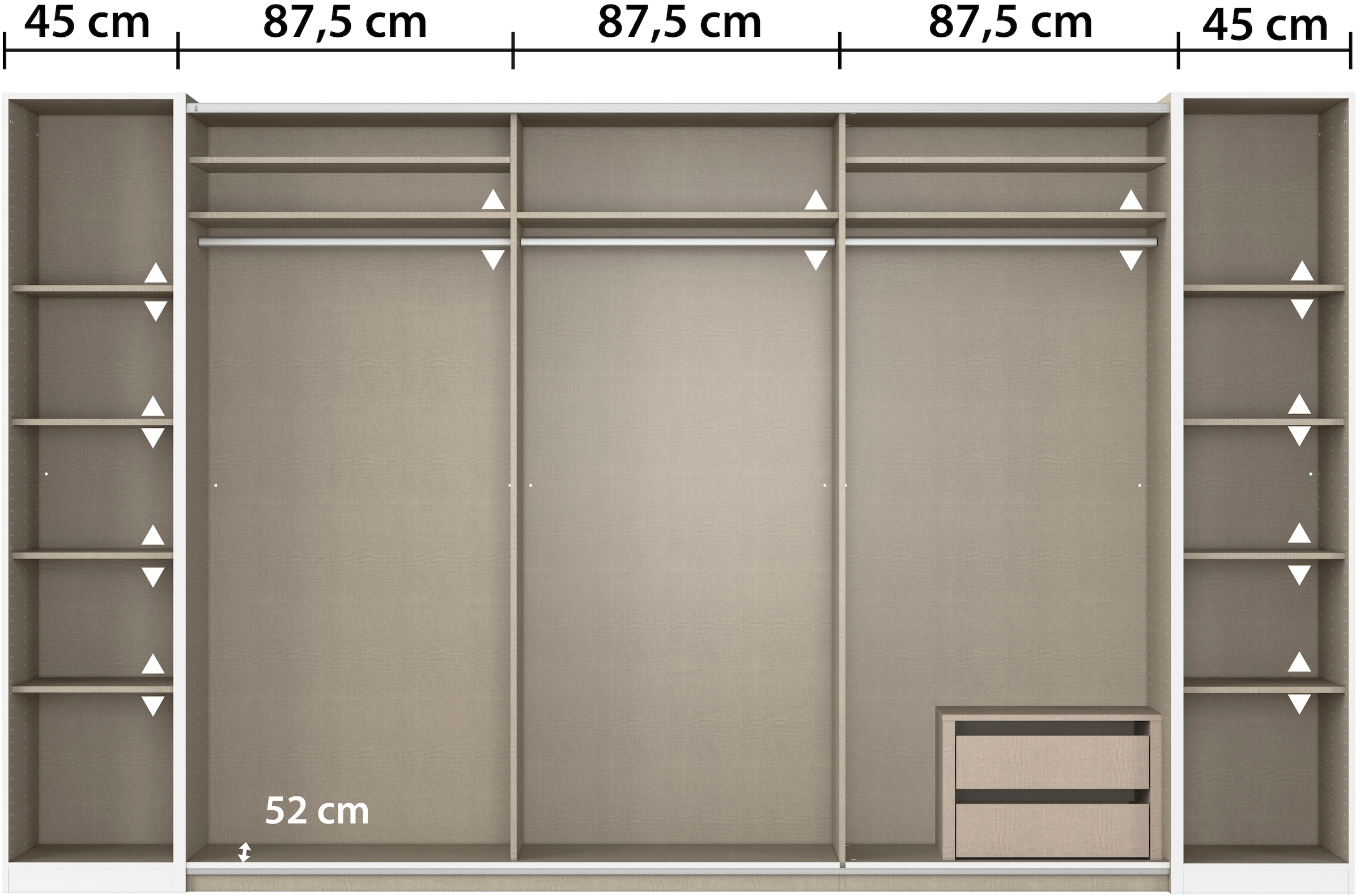 rauch Schwebetürenschrank »Kleiderschrank Drehtürenschrank Schrank Garderobe KRONACH« in 3 Ausstattungen BASIC/CLASSIC/PREMIUM, Breiten 225/268/311/354 cm,  mit Dreh- und Schwebetüren und vielen Einlegeböden MADE IN GERMANY