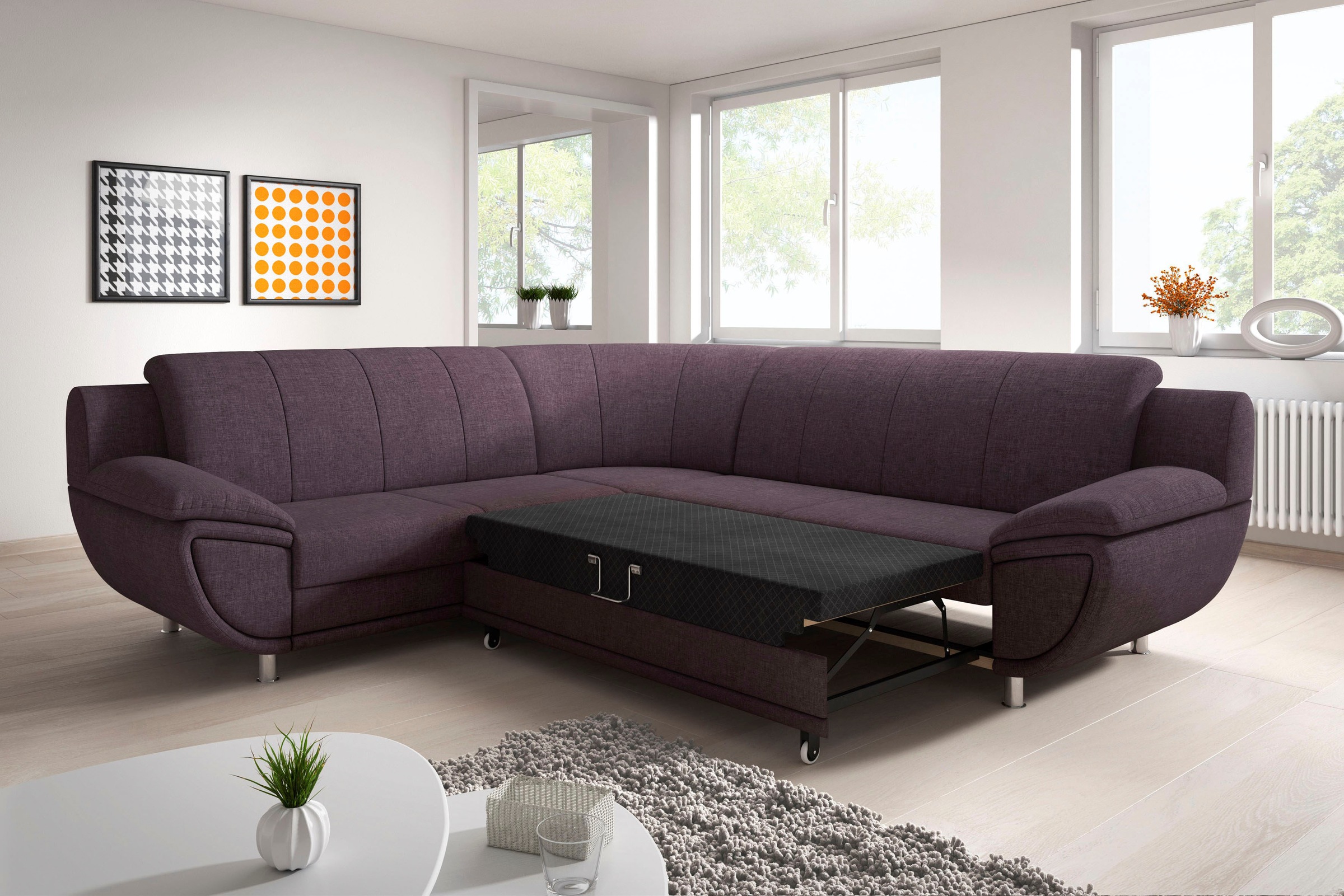 TRENDMANUFAKTUR Ecksofa »Rondo II, L-Form«, wahlweise mit Federkern, wahlweise mit Bettfunktion