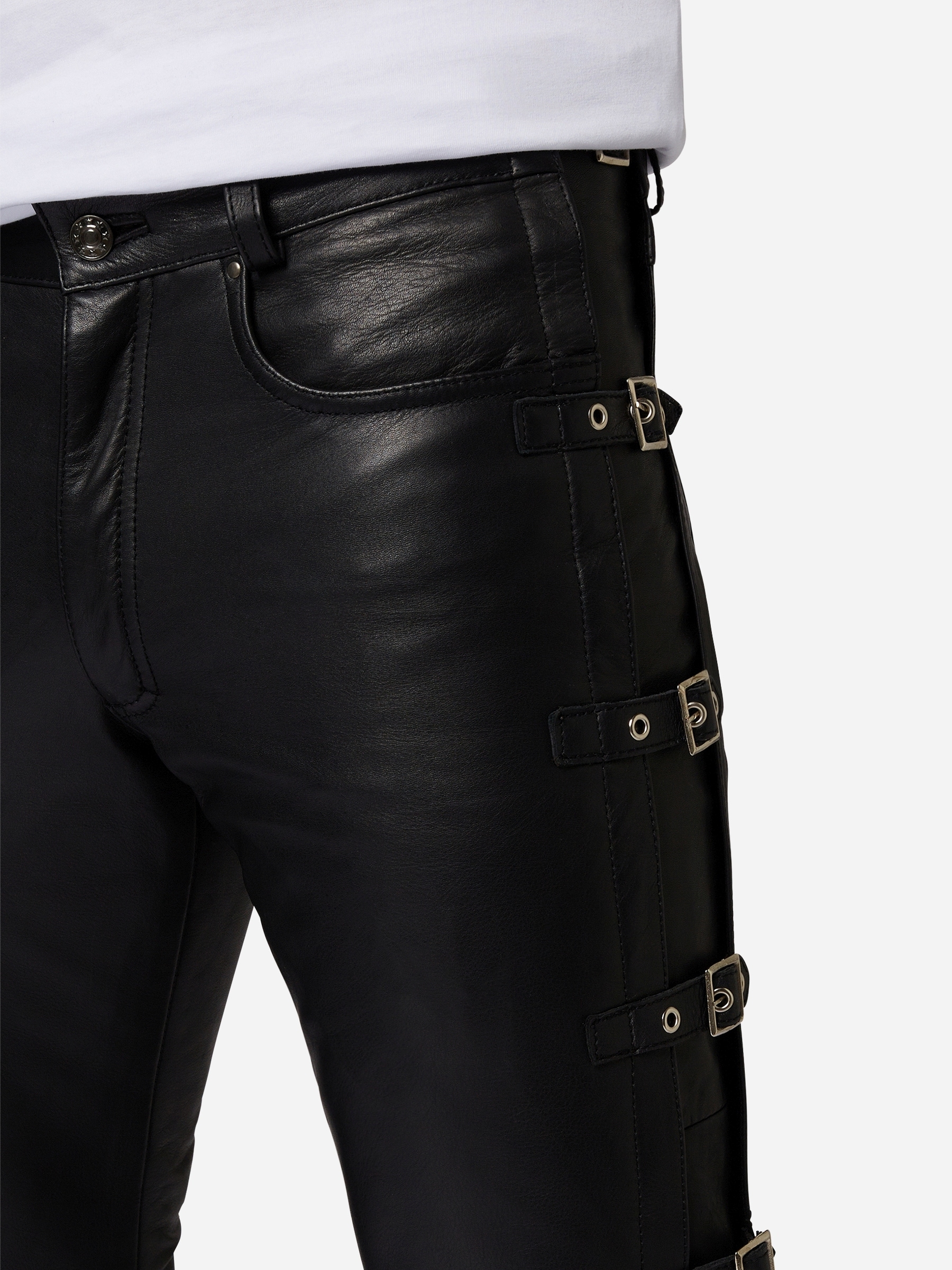 RICANO 5-Pocket-Hose »Lederhose Buckle Schnallenhose«  Handgefertigt aus echtem Leder