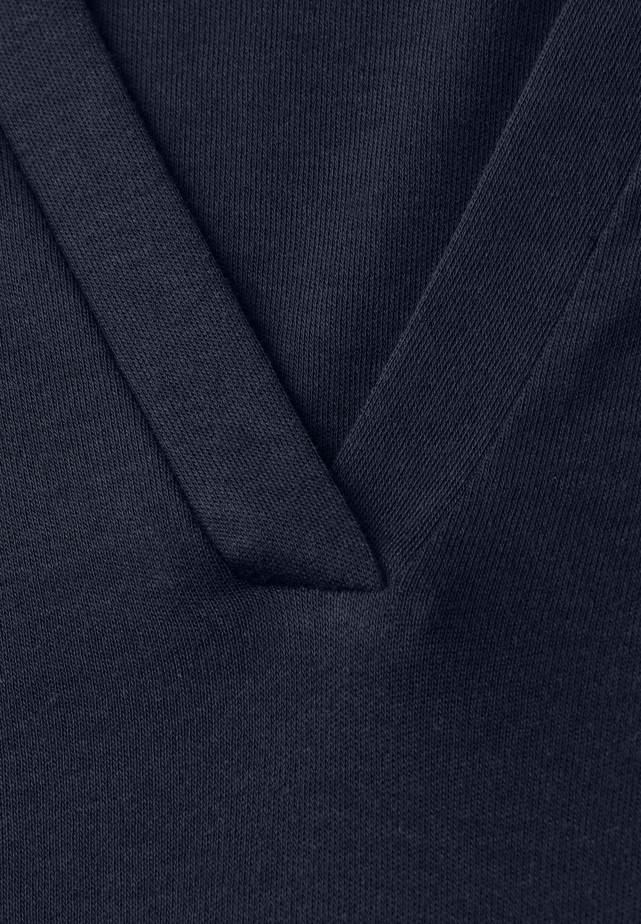 STREET ONE Rundhalsshirt mit lässigem Splitneck - Halbarm