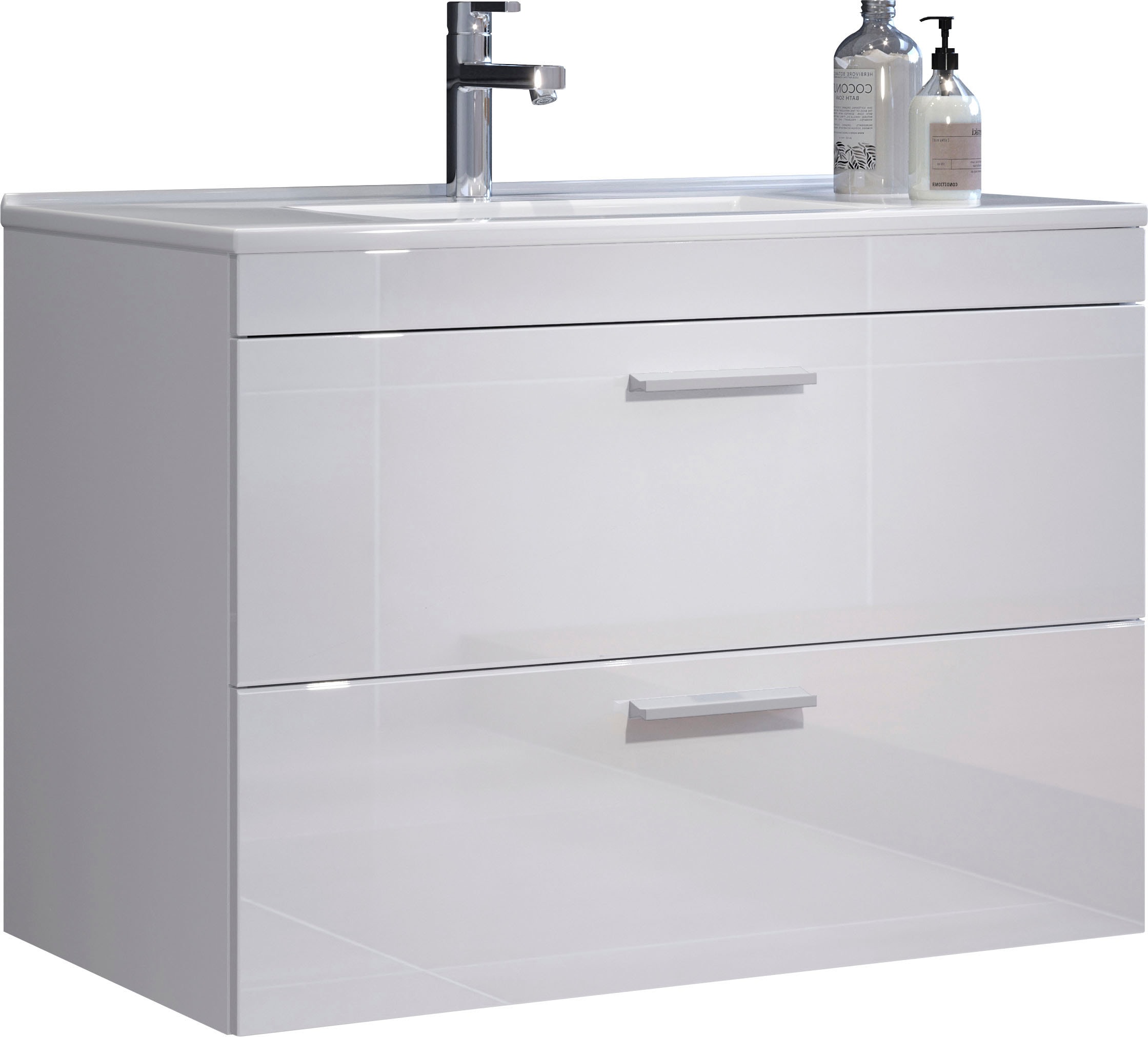 welltime Waschbeckenunterschrank »Dormoletto« Hänge-Waschbeckenunterschrank m. Becken - (B/T/H) 81/47/59 cm