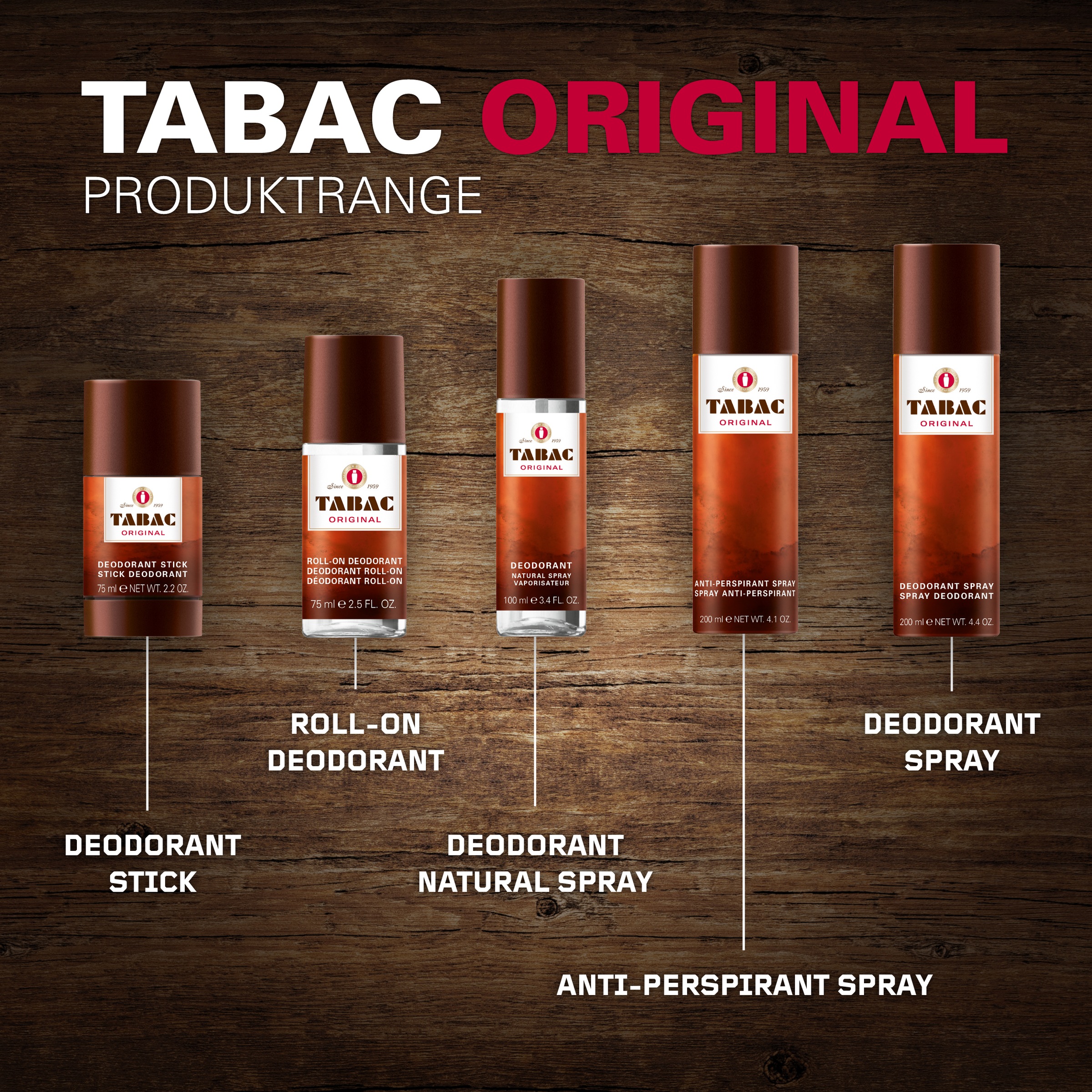 Tabac Original Deo-Set »Tabac Original DEO STICK 3er Pack«, (Spar-Set, 3 tlg., 3x 75ml)