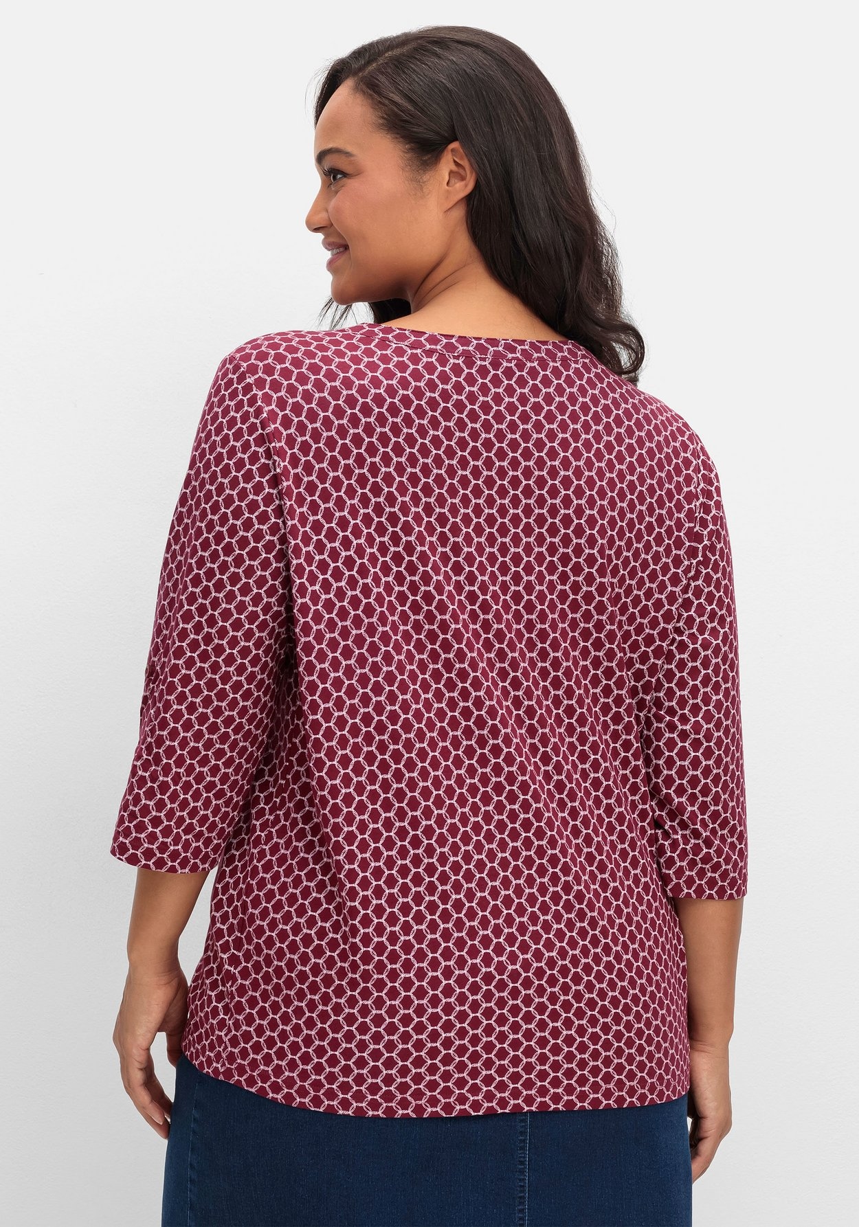 Sheego 3/4-Arm-Shirt »Shirt mit grafischem Alloverprint«, mit grafischem Alloverprint