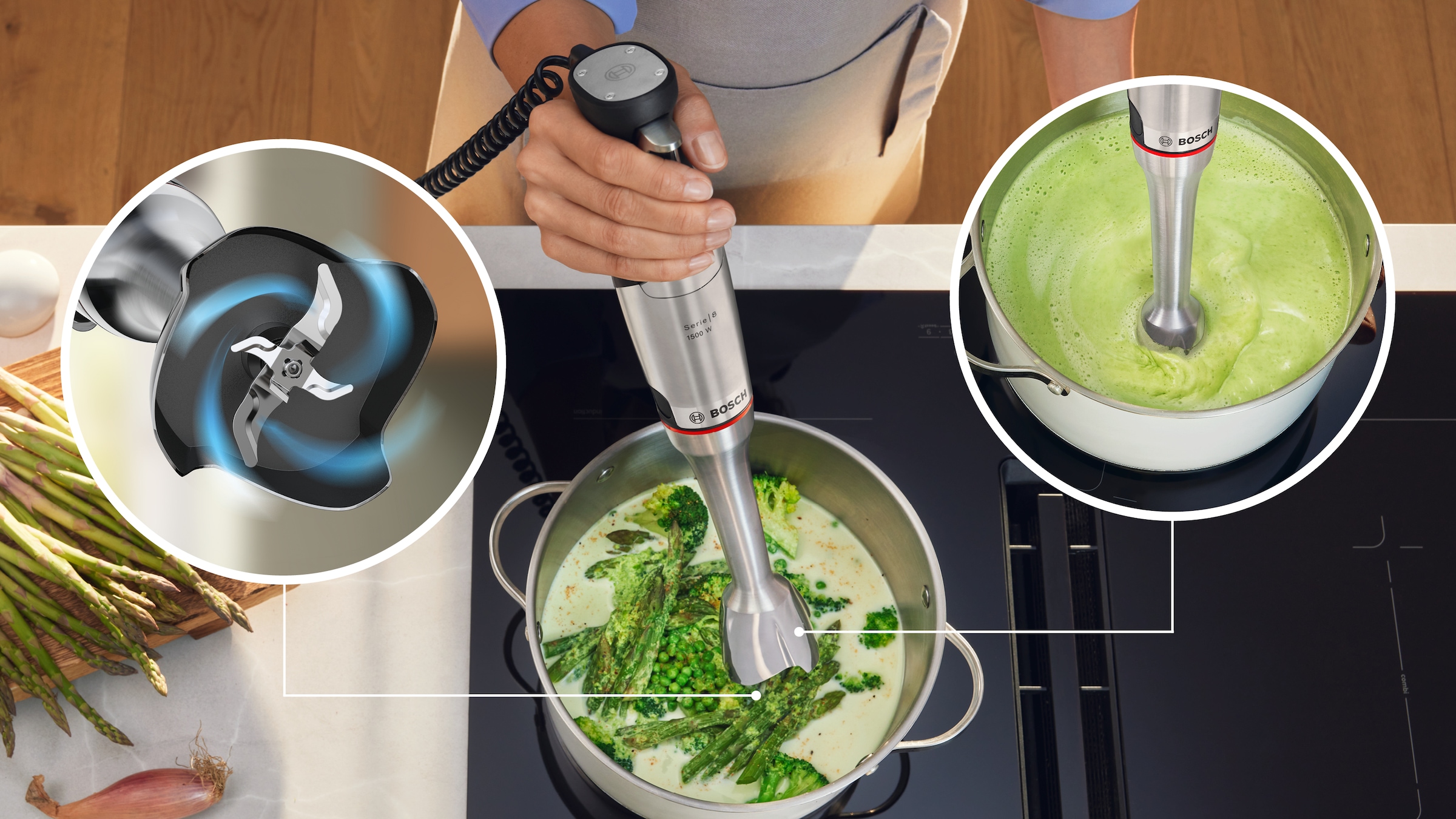 BOSCH Stabmixer »ErgoMaster Serie 8, MSM8M930, Zerkleinerer, Spiralkabel, Becher« 1500 W 6 Klingen Edelstahl, Keramikkupplung, luftgekühlter Motor