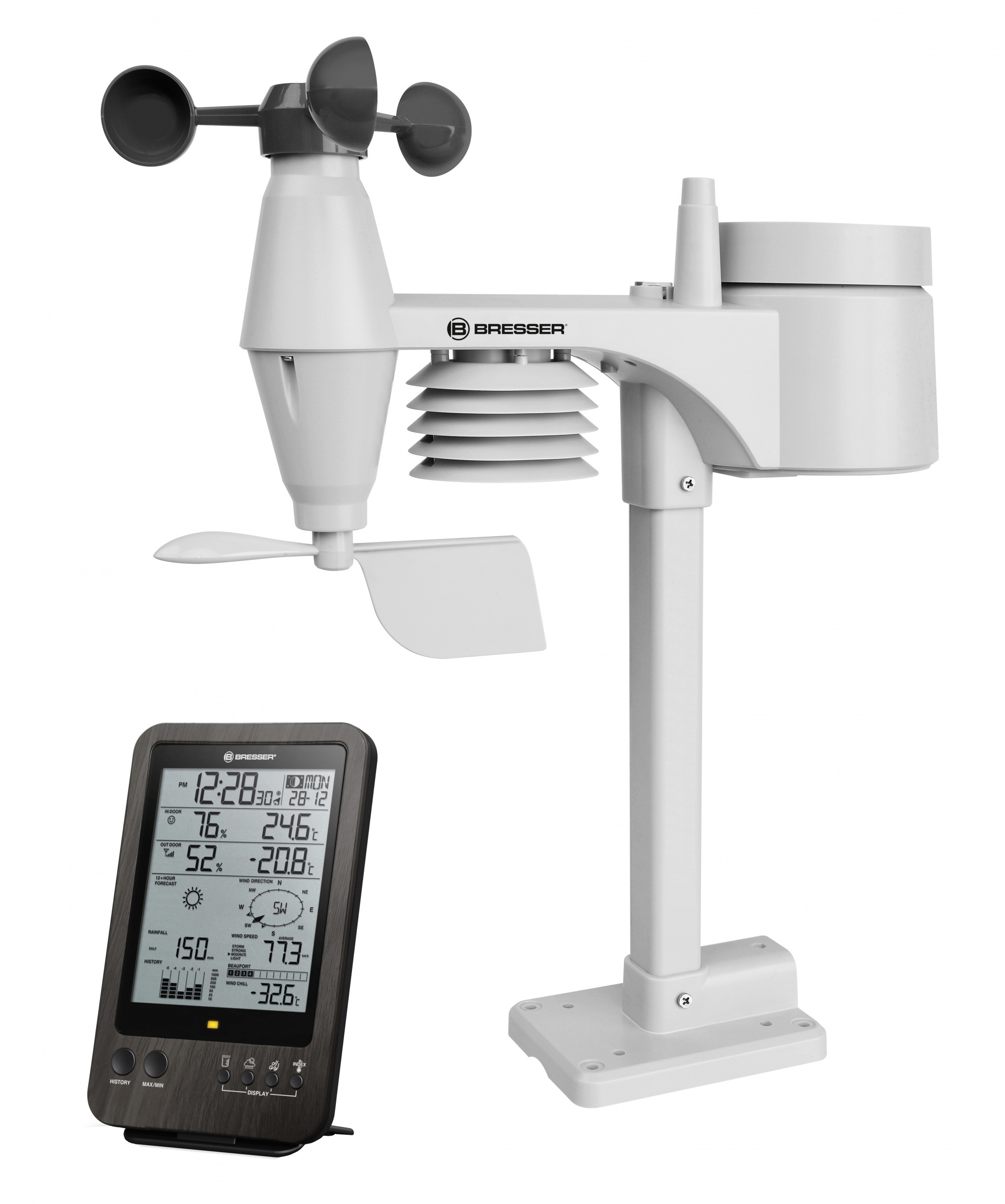 Wetterstation »5-in-1 Wetter Center in Holzoptik mit Außensensor«