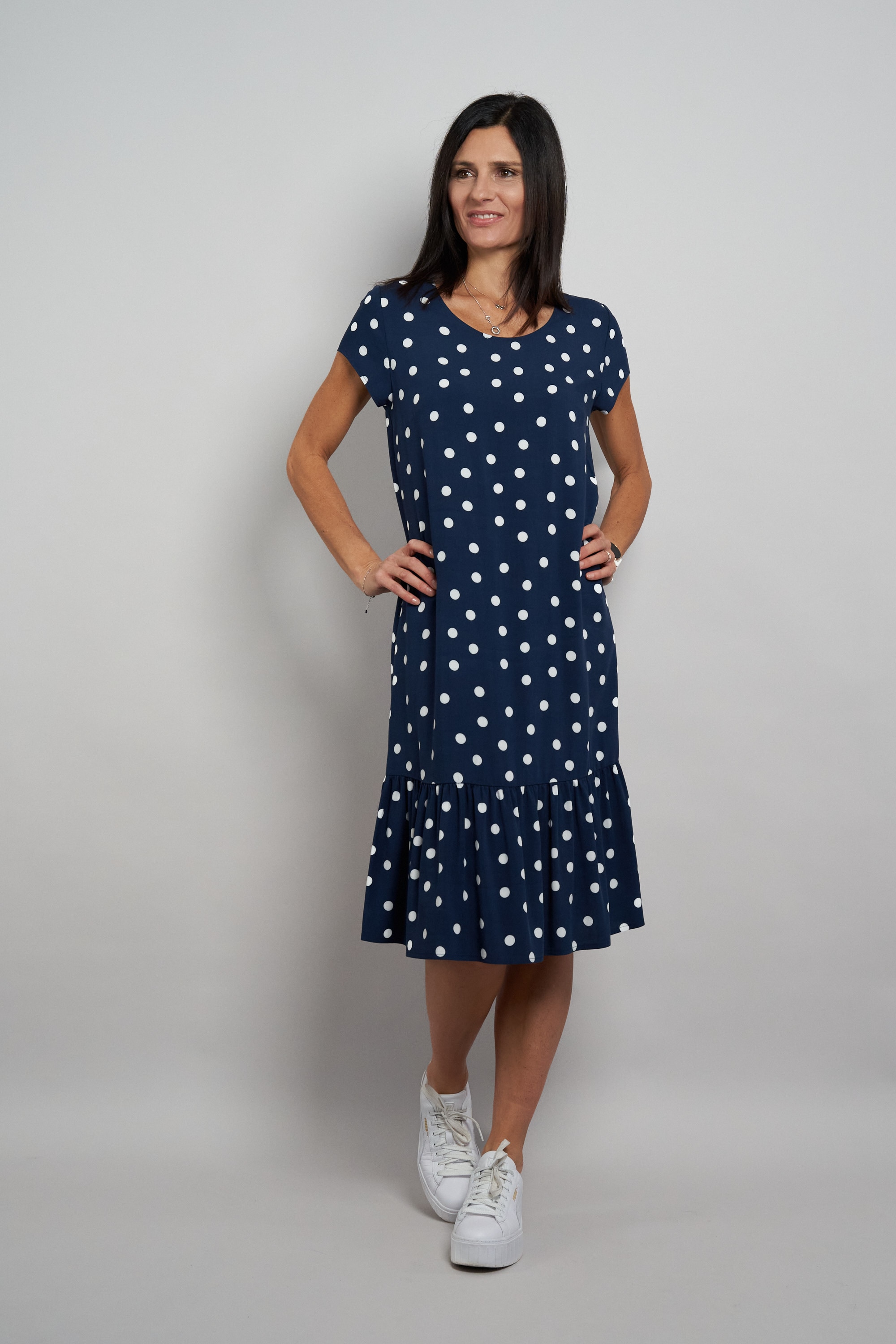 Seidel Moden Druckkleid Ohne Taschen gepunktet- aus Viskose - MADE IN GERMANY