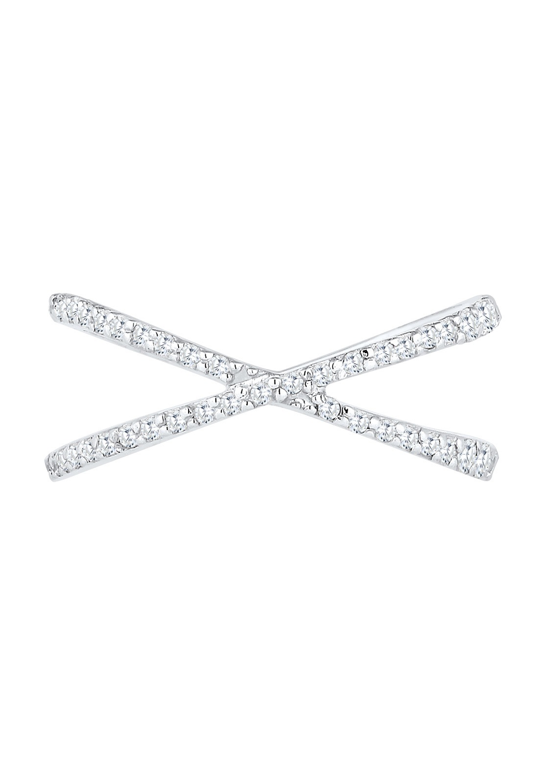 Elli Silberring »Ring Silberring Kreuz mit Zirkonia 925 Silber«