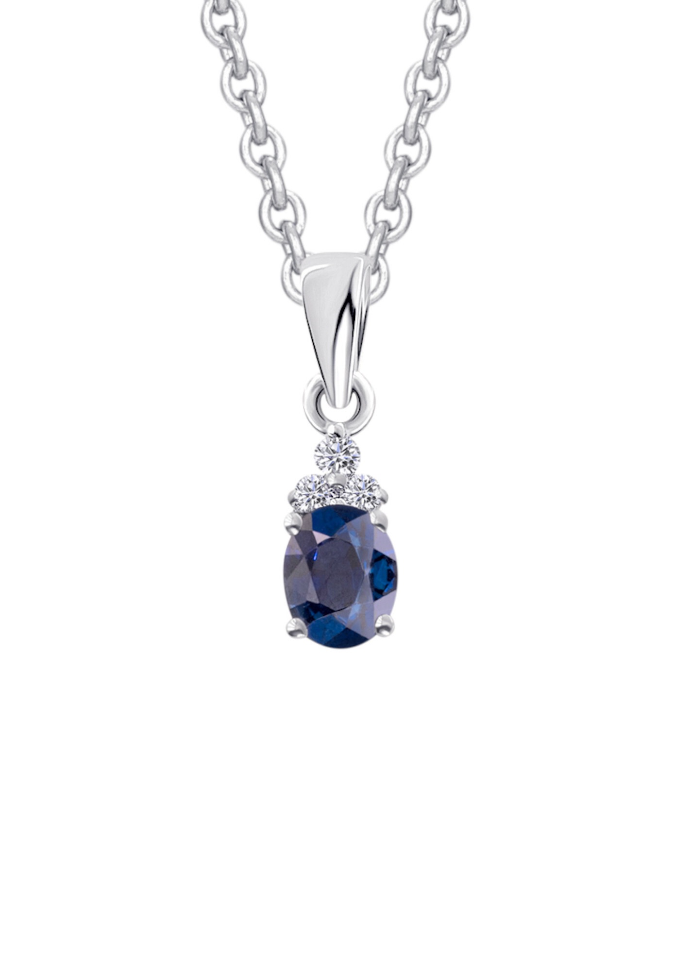 ONE ELEMENT Kette und Anhänger Set »Schmuckset - Set mit Halskette 0,03 ct Diamant-Brillant Safir Anhänger aus 585 Weißgold«