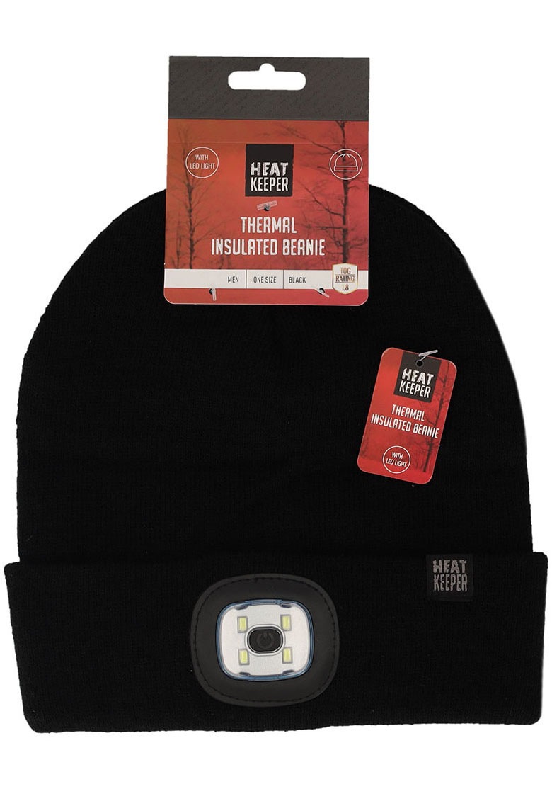 Heatkeeper Strickmütze »MEN THERMAL BEANIE+LED LIGHT RECHARGE«, wiederaufladbarer, abnehmbaren LED-Leuchte für die dunkle Jahreszeit