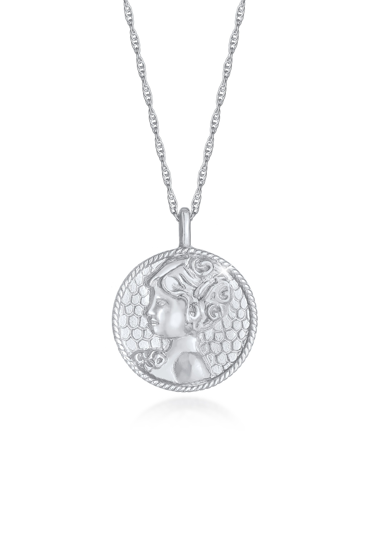 Elli Kette mit Anhänger »Halskette Sternzeichen Jungfrau Astro Münze Antik 925 Silber«