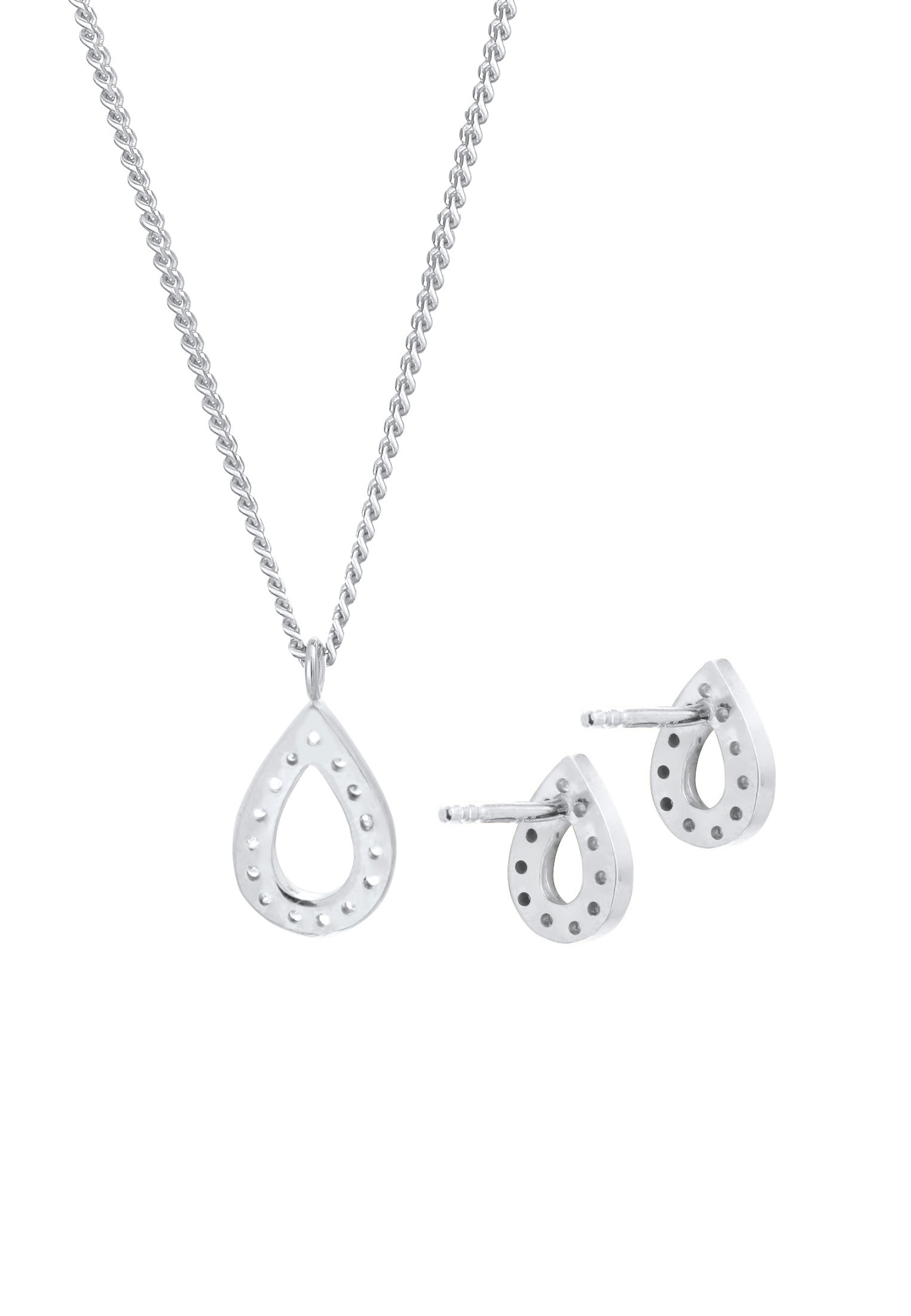Elli Ohrring und Ketten Set »Schmuckset Tropfen Zirkonia Elegant 925 Silber«