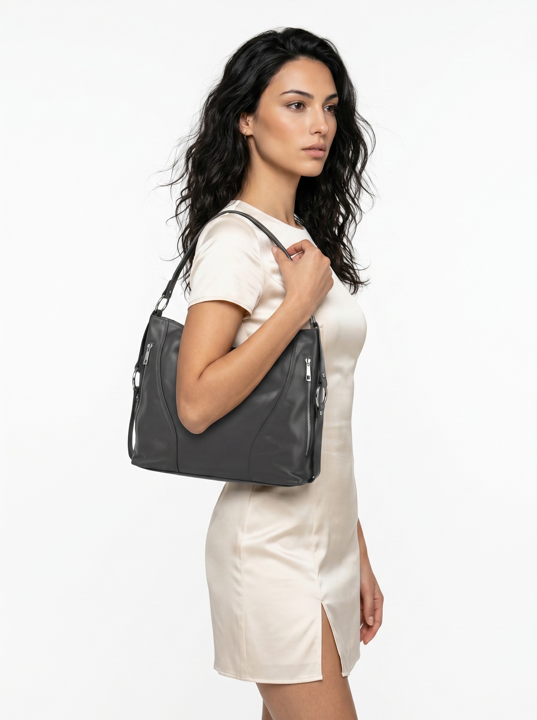 Samantha Look Henkeltasche echt Leder, Made in Italy