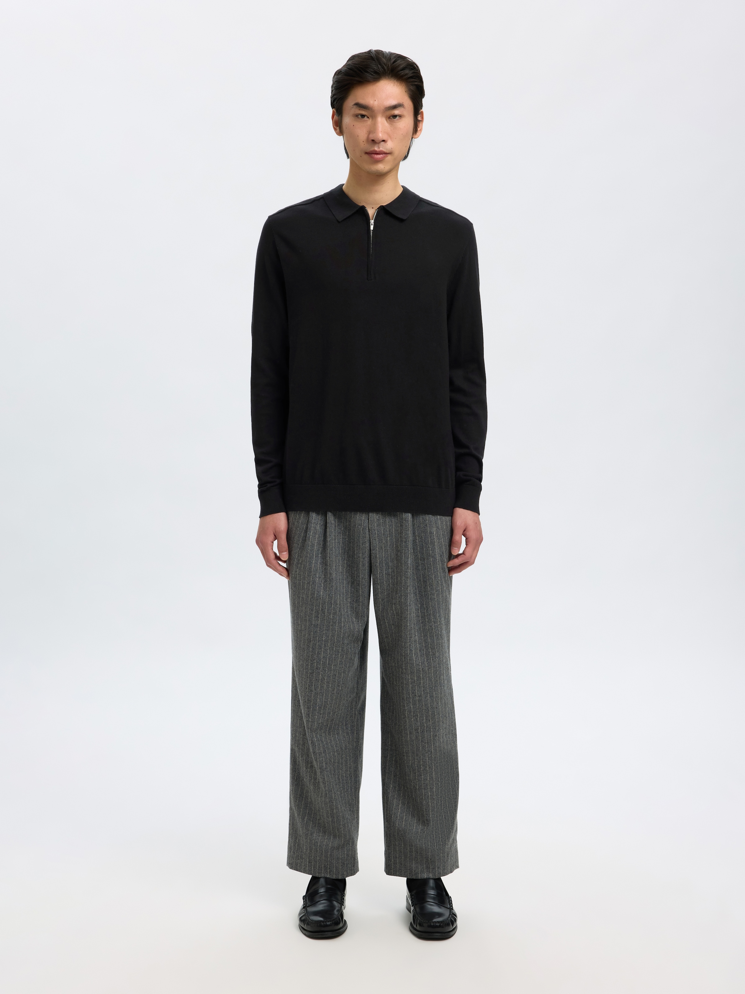 SELECTED HOMME Polokragenpullover »SLHBERG LS HALF ZIP POLO NOOS«