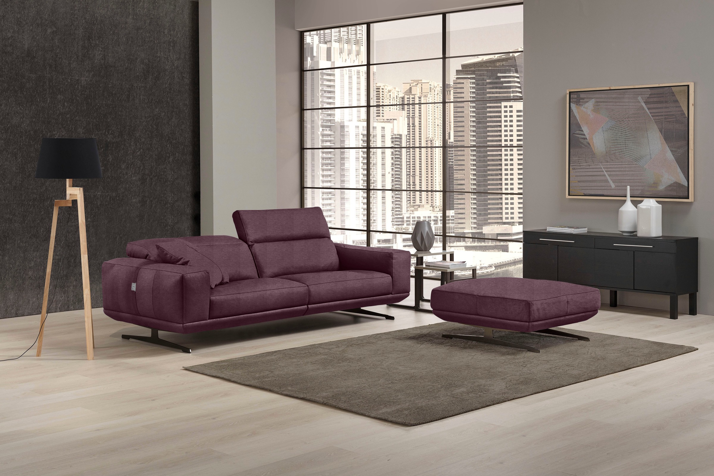 Egoitaliano 2,5-Sitzer »Gloria, super bequem und hochwertige Verarbeitung, edles Design«, beidseitig verstellbare Rückenelemente, mit Metallfüßen