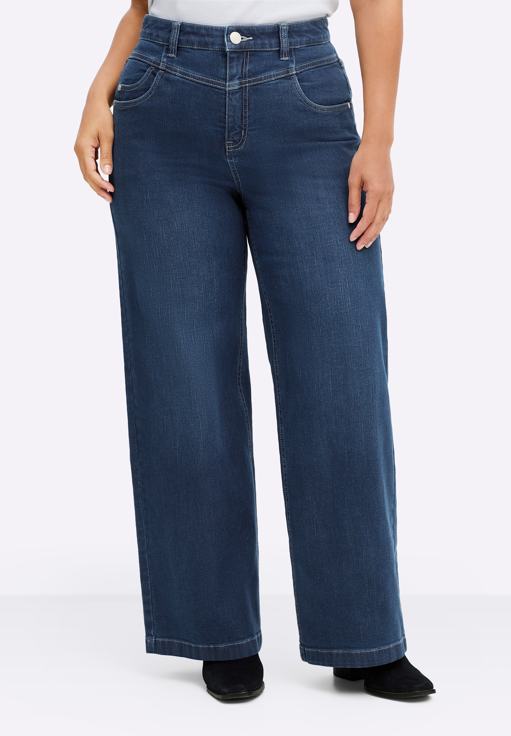 Sheego 5-Pocket-Jeans »Jeans Jeans mit weitem Bein und High-Waist-Bund«