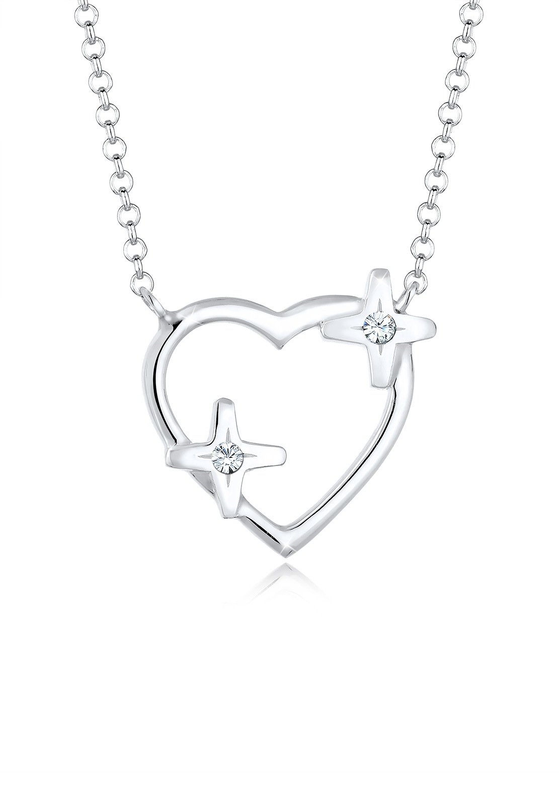 Elli Collierkettchen »Herz Stern Kristalle 925 Silber«