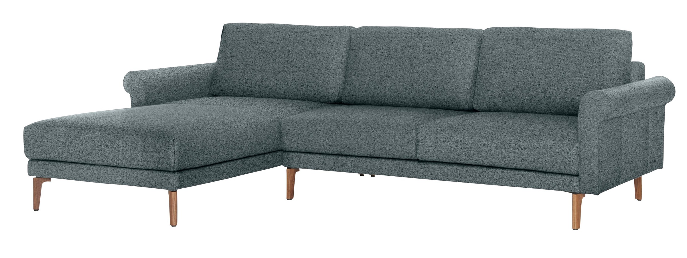 Creation BY ROLF BENZ Ecksofa »CR.450, Designecksofa, L-Form« Armlehne Schnecke modern Landhaus, Breite 262 cm, Fuß Nussbaum