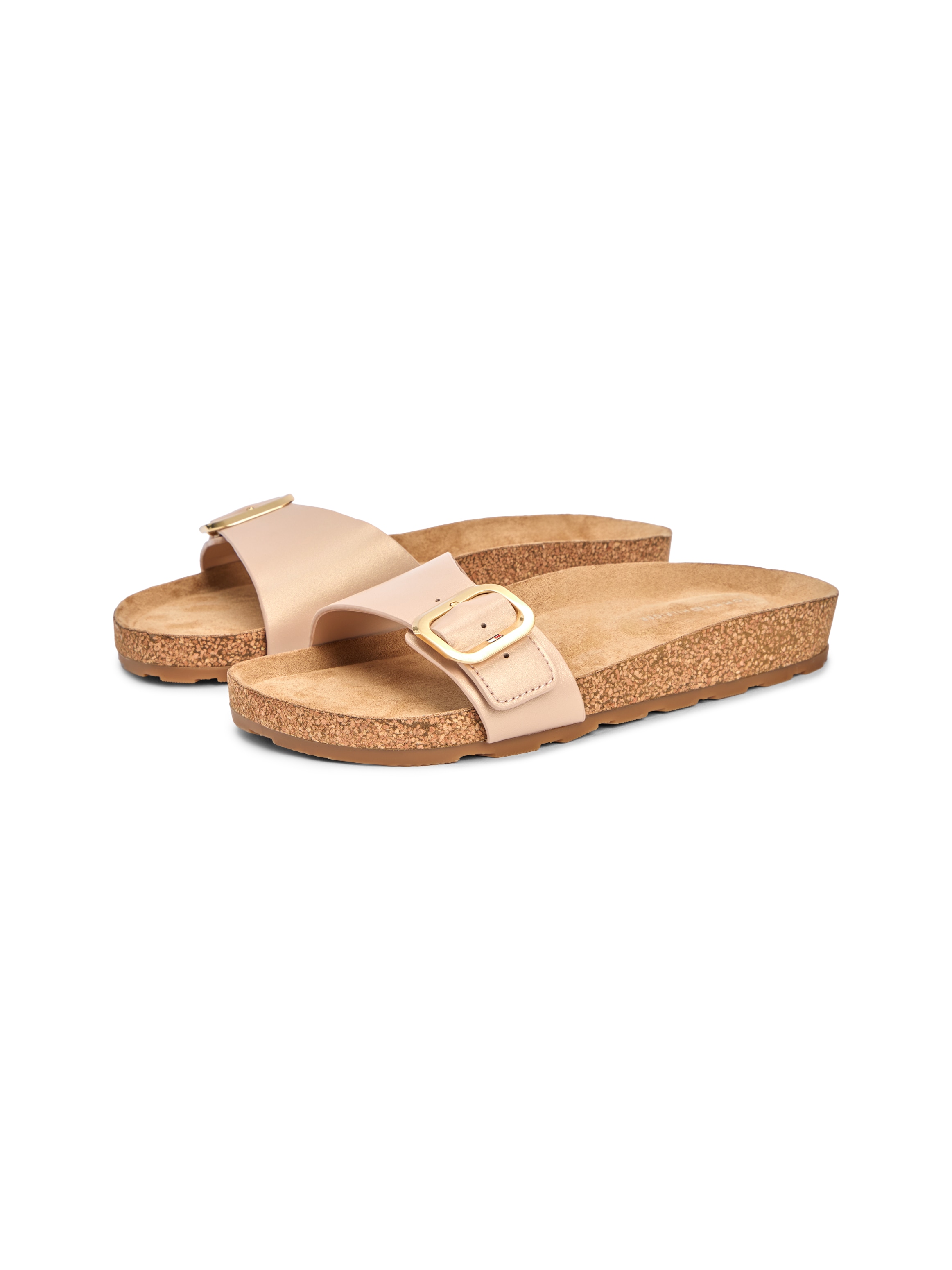Tommy Hilfiger Pantolette »TH CLASSIC CORK SANDAL PEARL LTH«  Strandschuh, Pool Slides, Flat mit Logoemblem