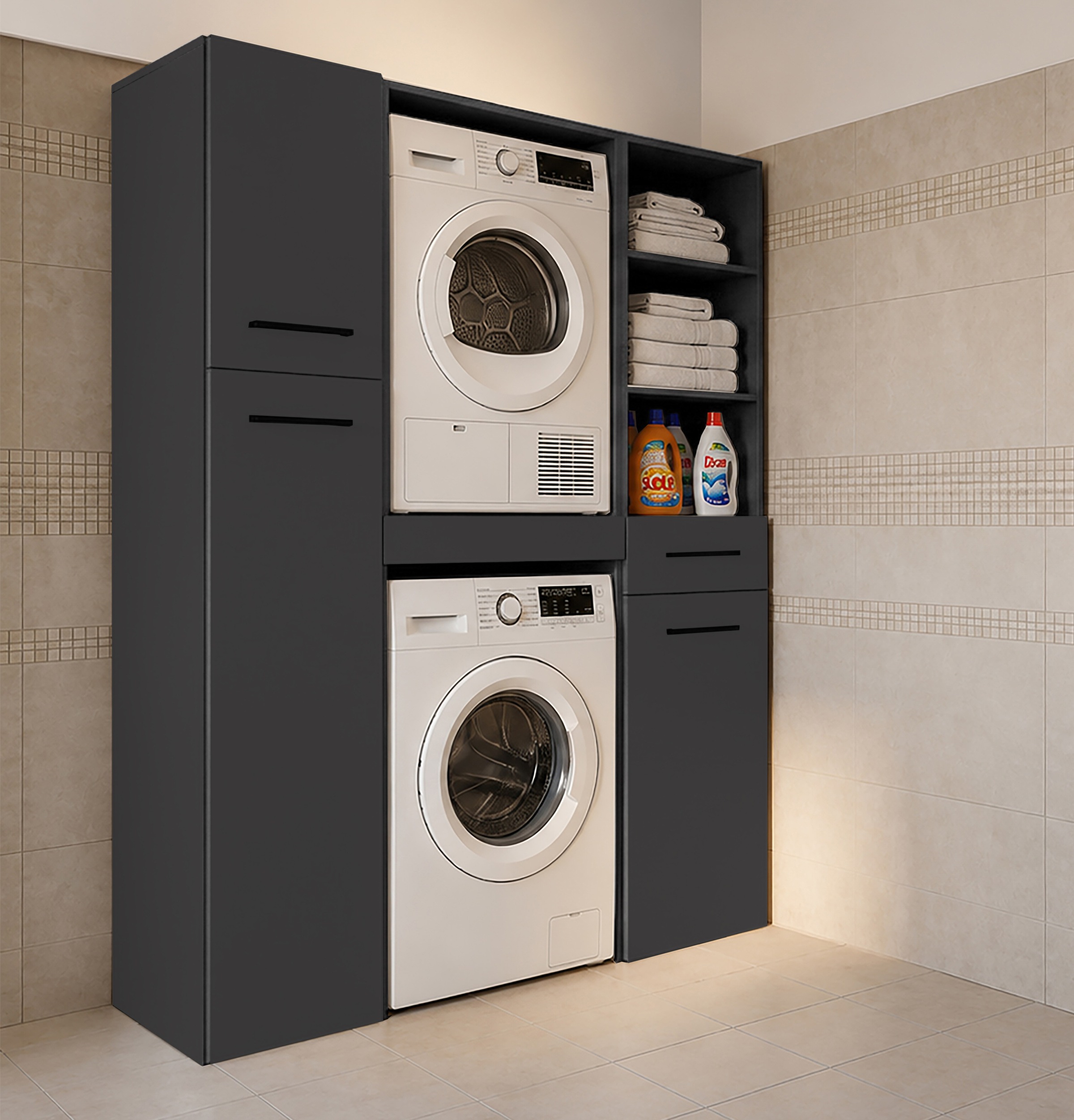 KOCHSTATION Wäscheschrank »KS-Linda« Breite 40 cm, mit integriertem Wäschekorb, 25mm starke Wände