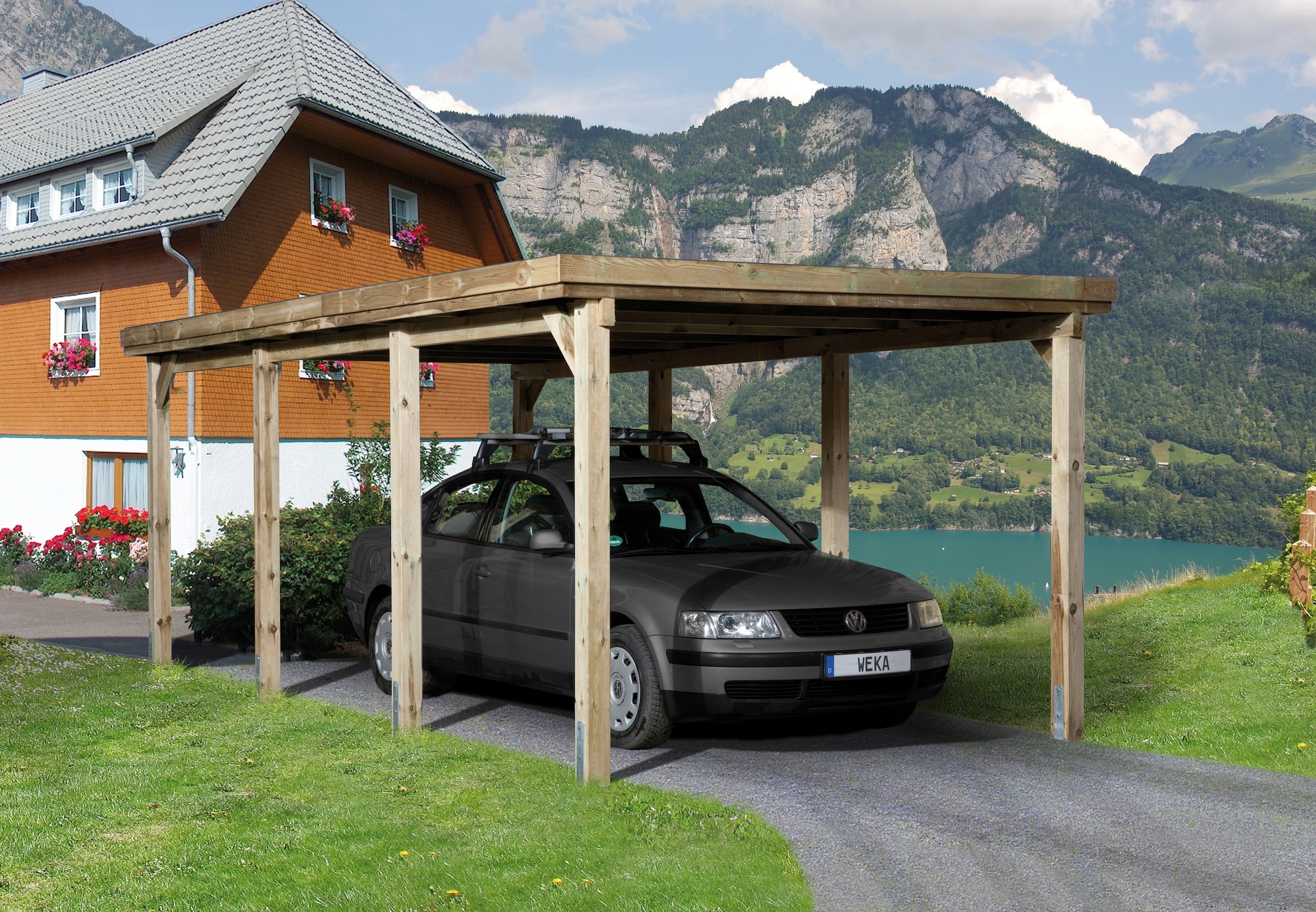 Weka Einzelcarport »Optima 2« 270 cm braun in braun, Größe B/H/T: 215 cm x