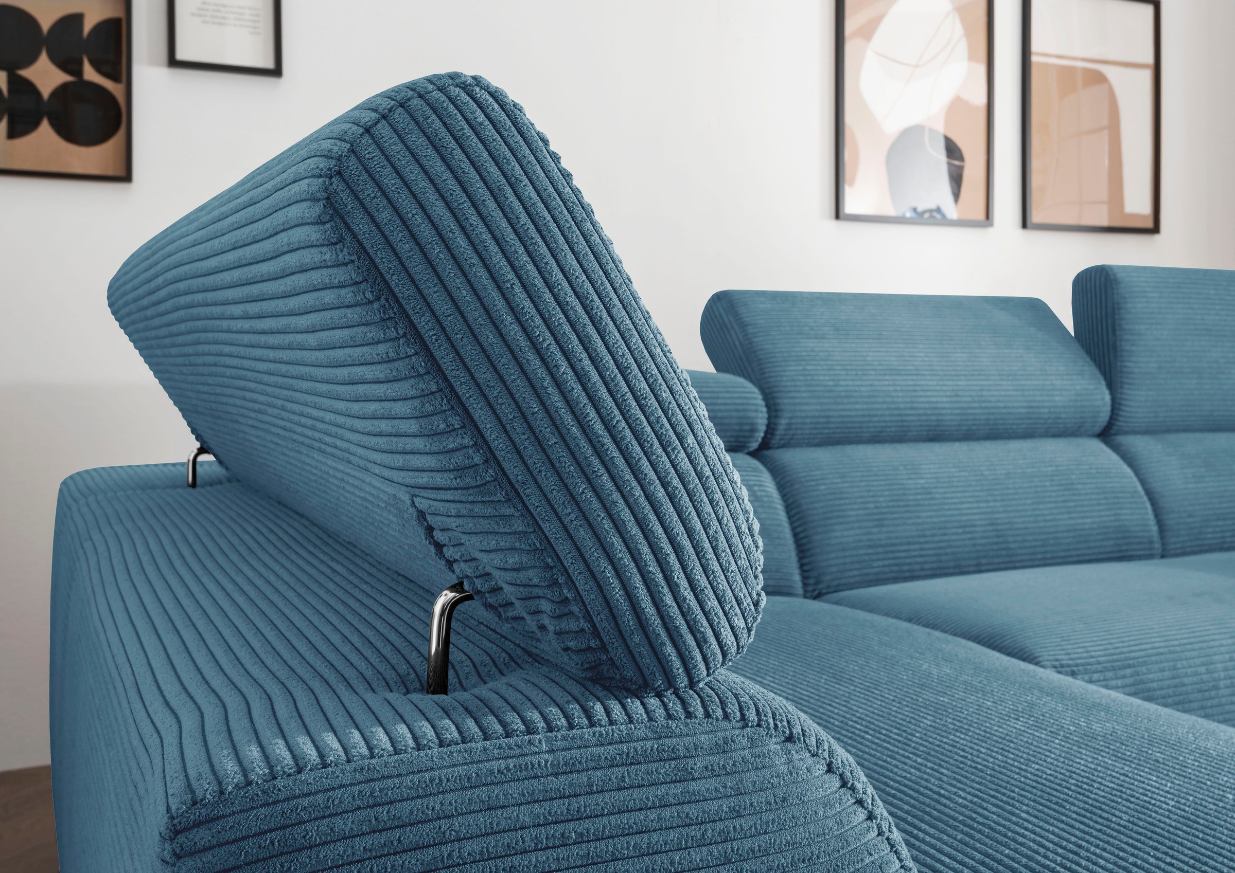 alina Ecksofa »Hikari«, wahlweise mit Sitzvorzug, in modernem Cordstoff, Breite 302 cm
