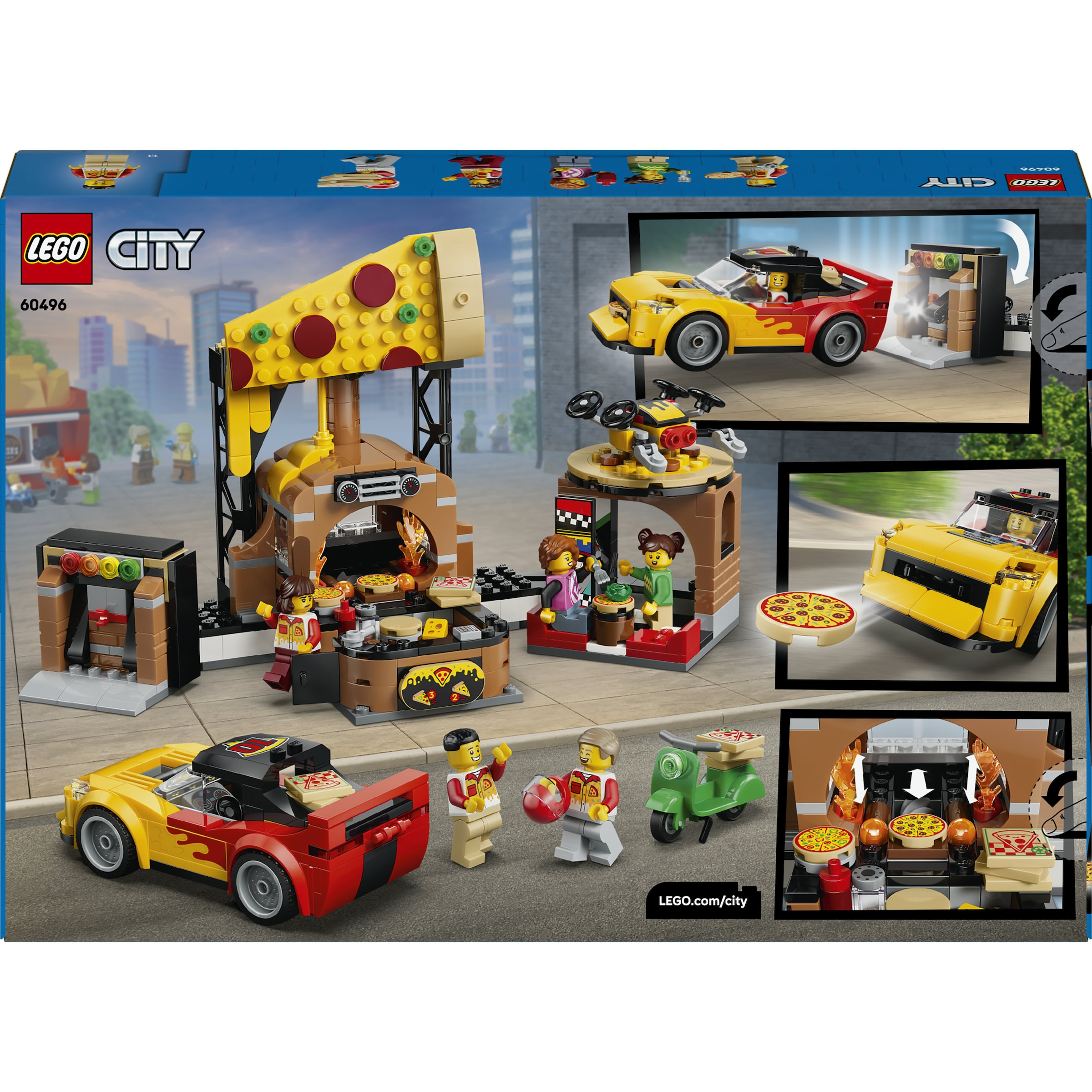 LEGO® Konstruktionsspielsteine »Pizza-Liefererlebnis mit Fahrzeugen (60496), LEGO City« Made in Europe