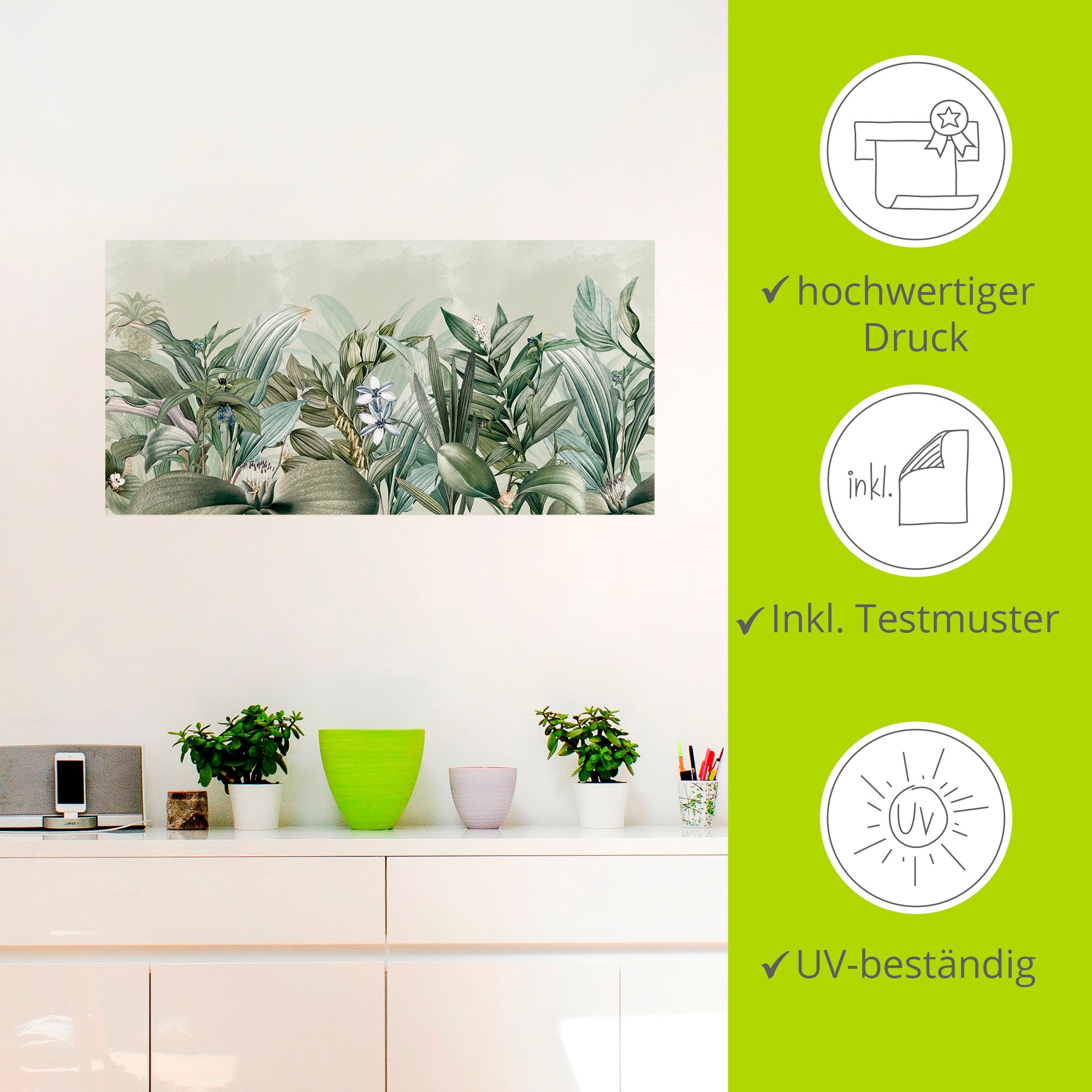 Artland Wandbild »Exotischer Floral Garten Landschaft« Blumenwiese 1 Stk. tlg. als Alubild, Leinwandbild, Poster, Wandaufkleber in verschied. Größen