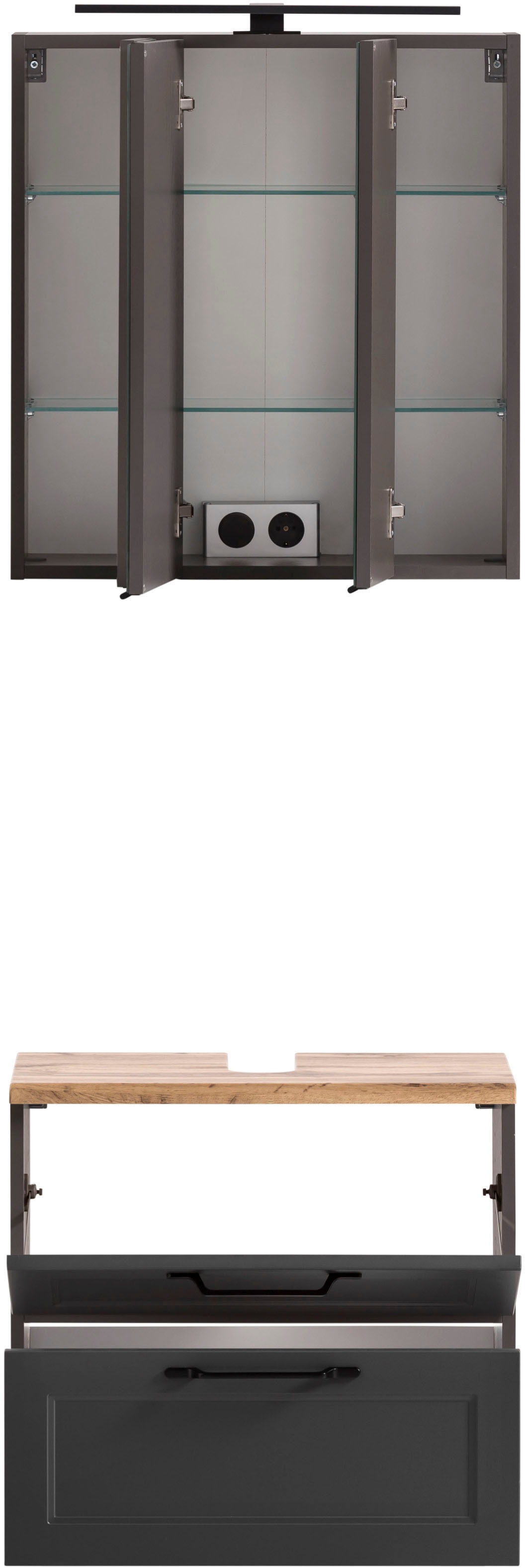 welltime Badmöbel-Set »Lana«, (Komplett-Set, 2 St.), Badezimmer-Set, 2-teilig, 60 cm breit
