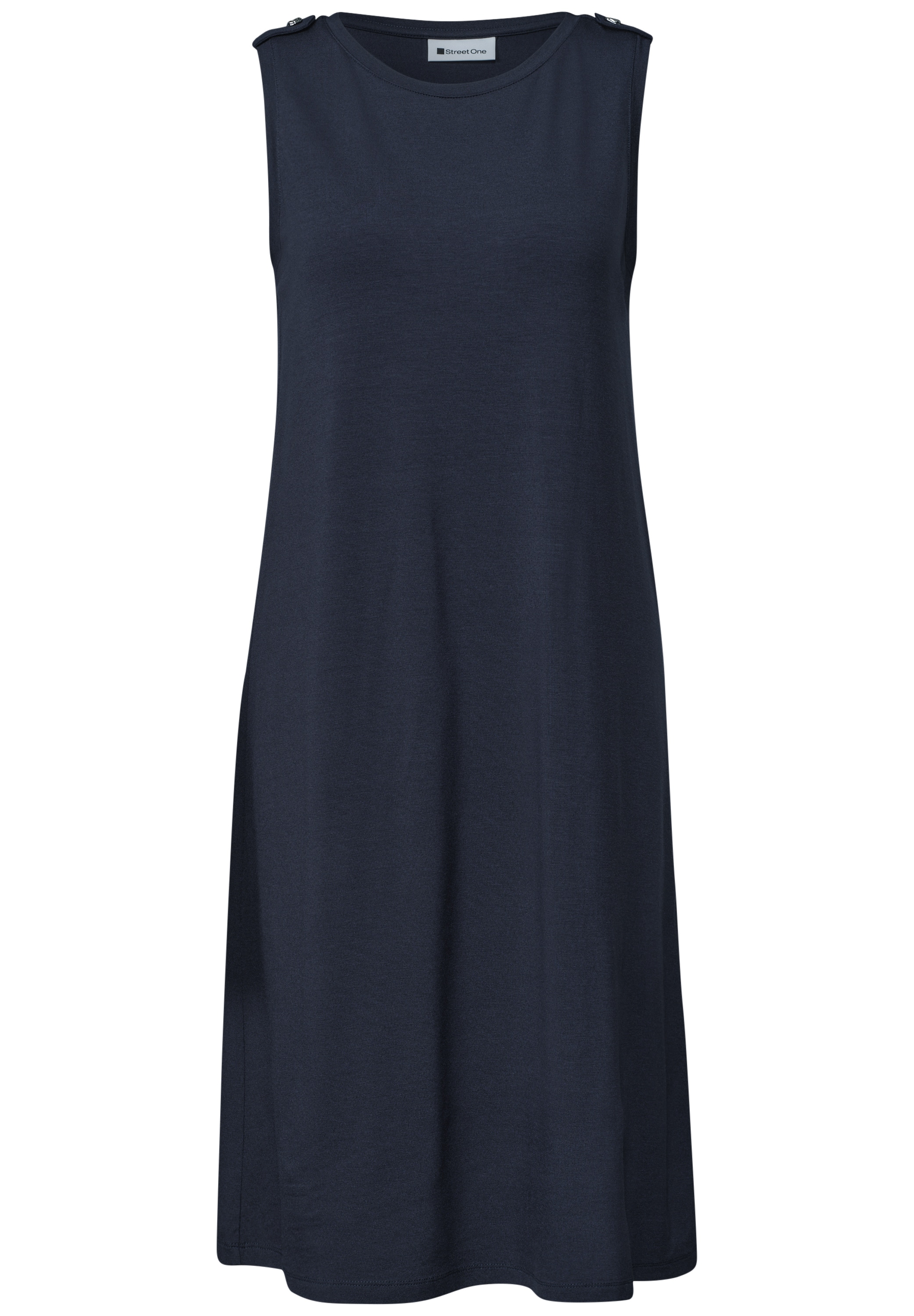 STREET ONE Jerseykleid Ohne Taschen Ärmelloses Sommerkleid mit Rundhals und Knopfdetail