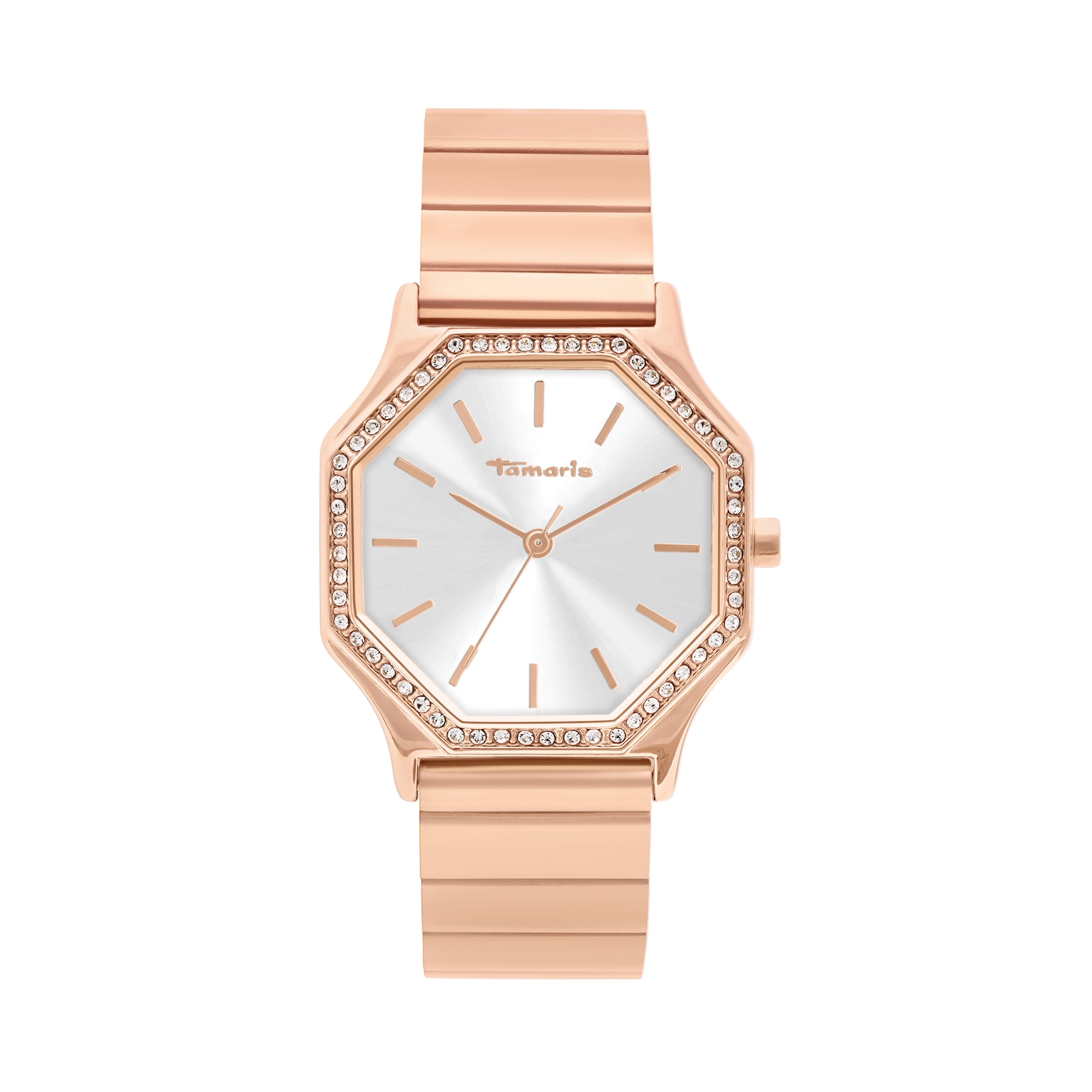 Tamaris Damen Quarzuhr Armbanduhr, Damenuhr, Edelstahlarmband, analog, Zirkonia (synth.)