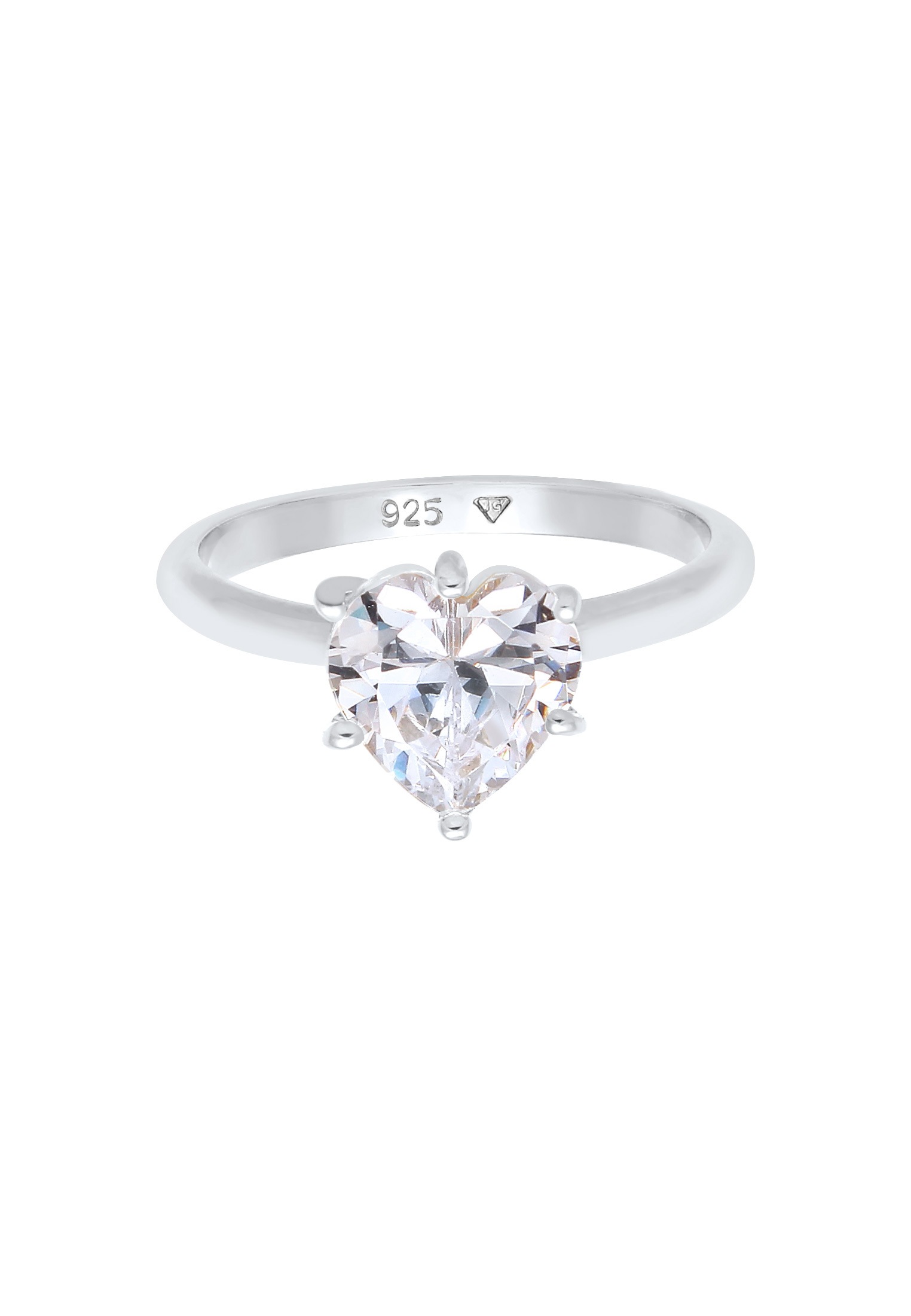 Elli Fingerring »Ring Herz Zirkonia Verlobungsring Solitär 925 Silber«